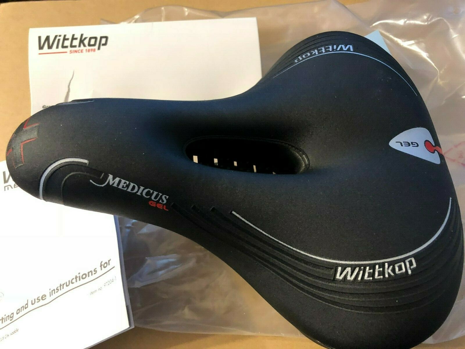 New Wittkop Comfort Gel Bike Seat, Soft Padded Bicycle saddle