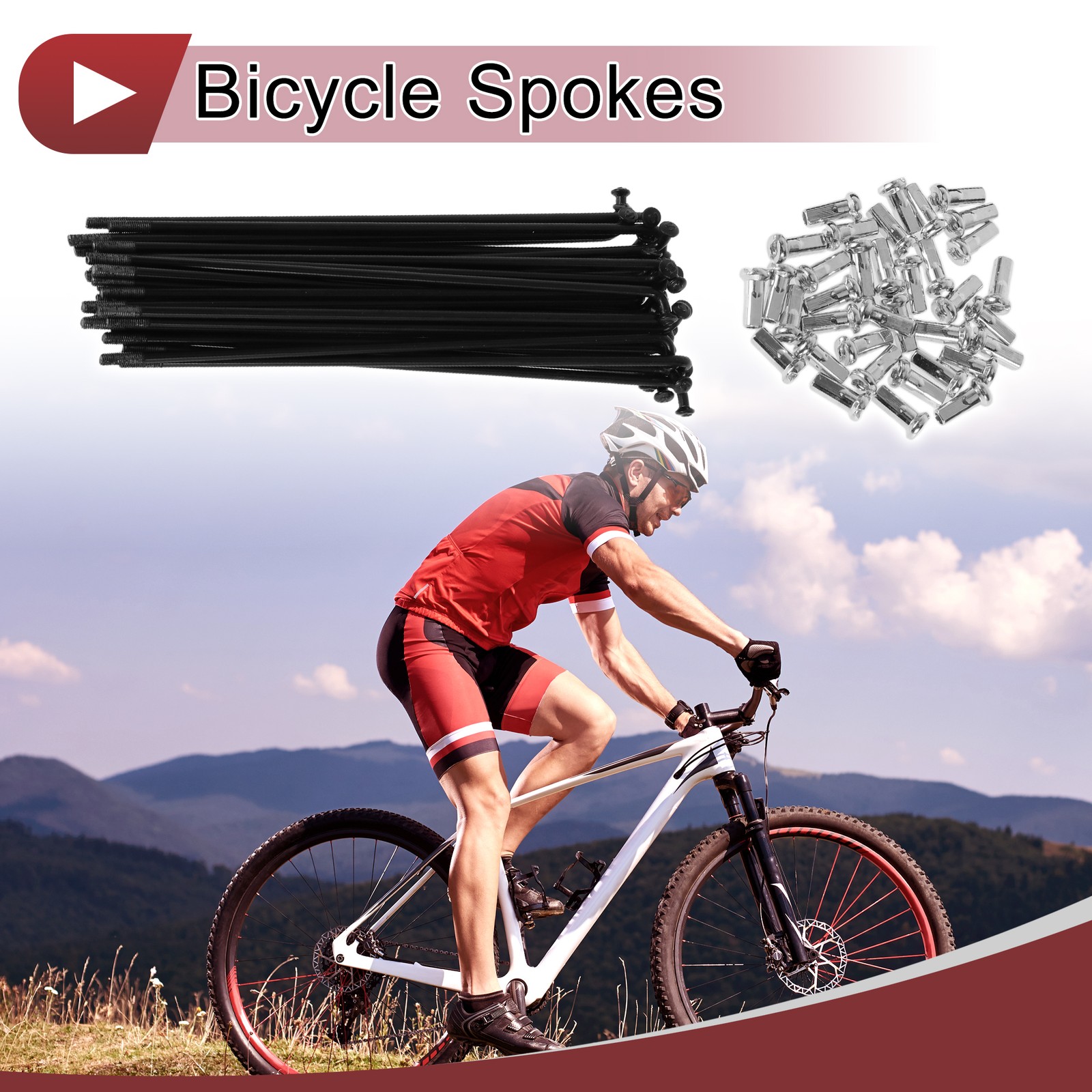 36 Set 12G Bicycle Spokes 131mm Bike Wheel Spokes 45 Steel Black