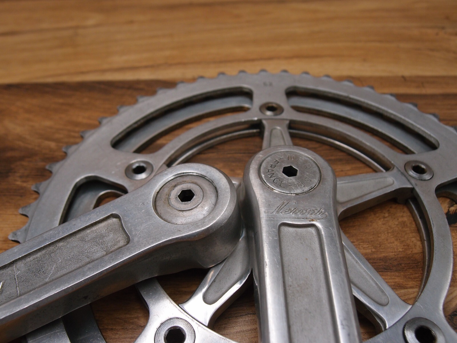 1970s NERVAR double crankset for road bike made in France 52/47 T 170 mm
