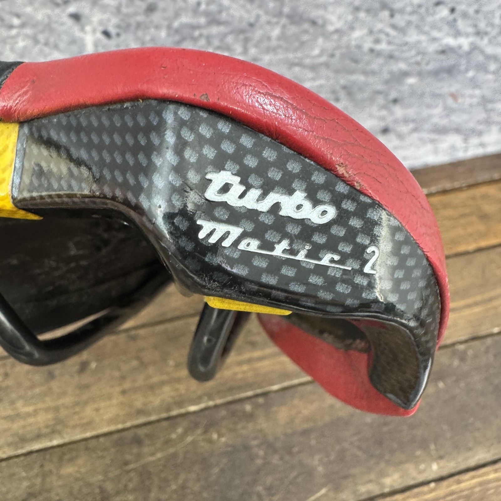 Vintage Selle Italia Turbo Matic 2 Saddle Seat Red Yellow 135mm Carbon MTB