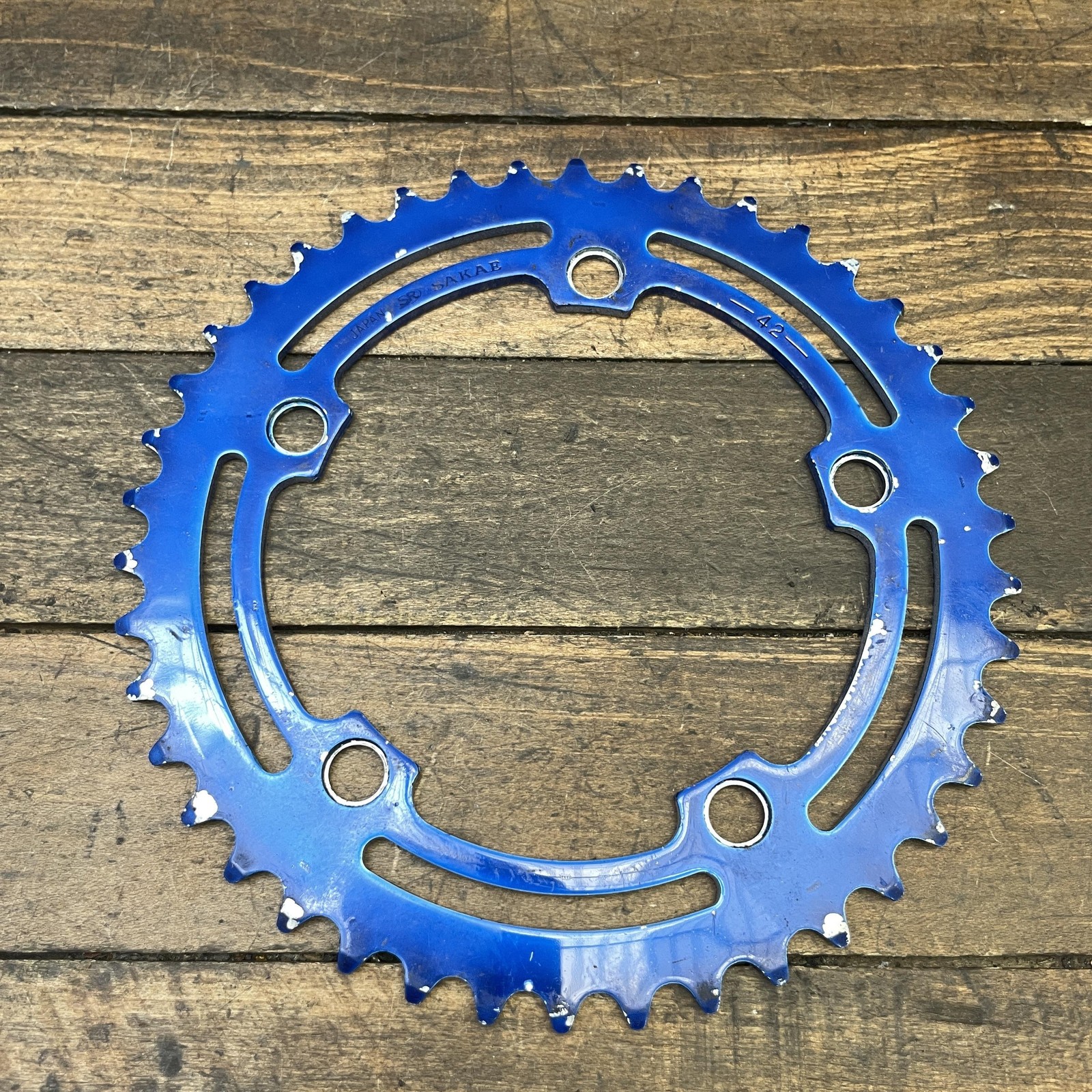 Vintage SR Sakae 42t BMX Chainring Blue 42 Tooth 118 BCD Japan Bike Apex