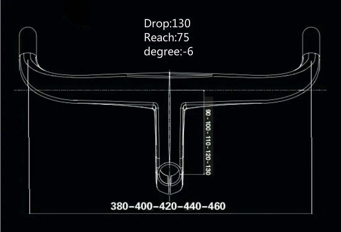 UD Carbon Road Bicycle Integrated Handlebars 28.6mm 380-440mm with Spacers Mount