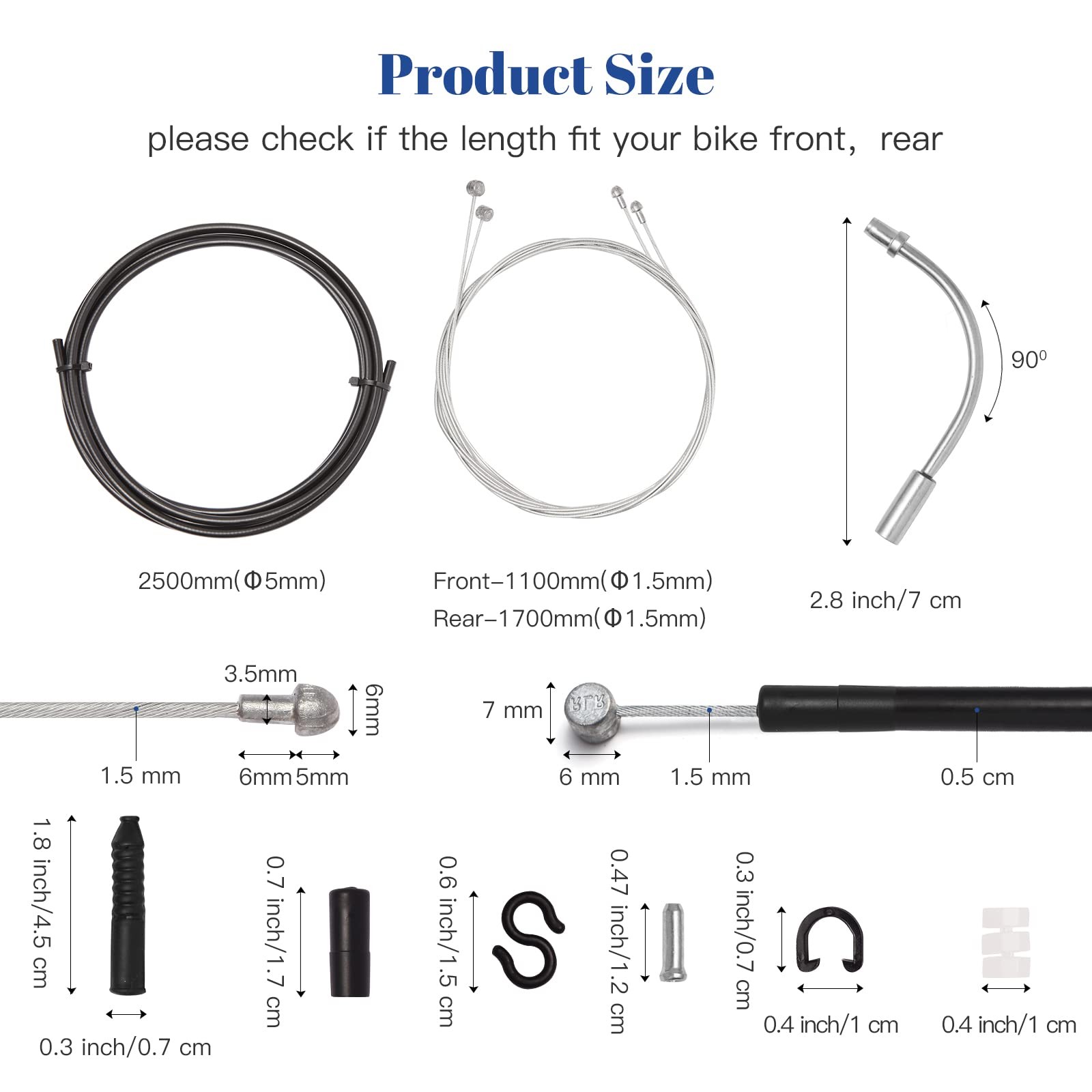 Universal Bike Brake Cable Housing Kit With 1 As shown in the picture, Black