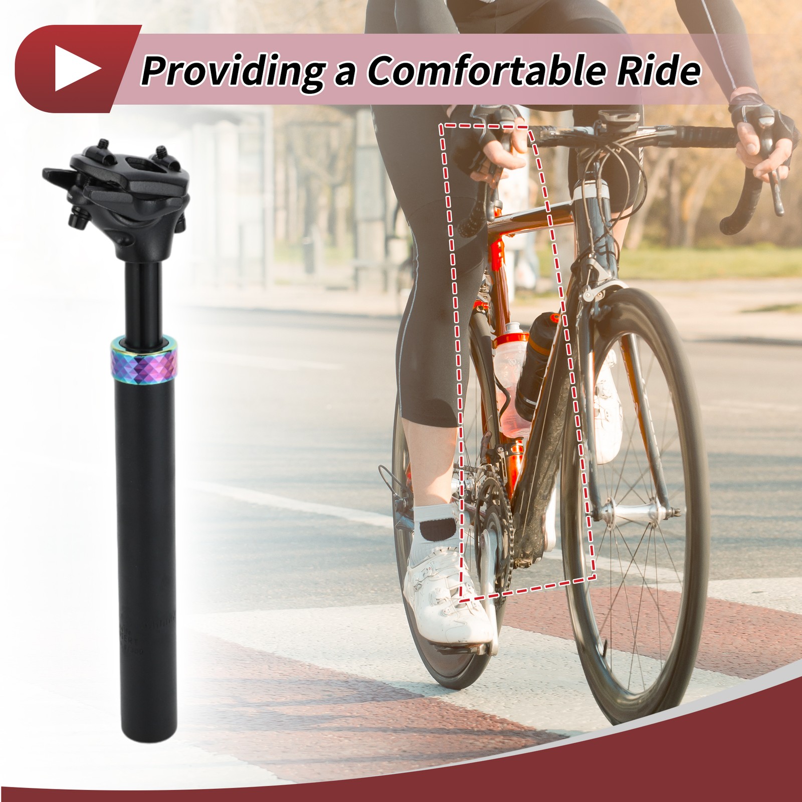 Bike Seat Posts 31.6x300mm Suspension Shock Absorber Black Assorted Color