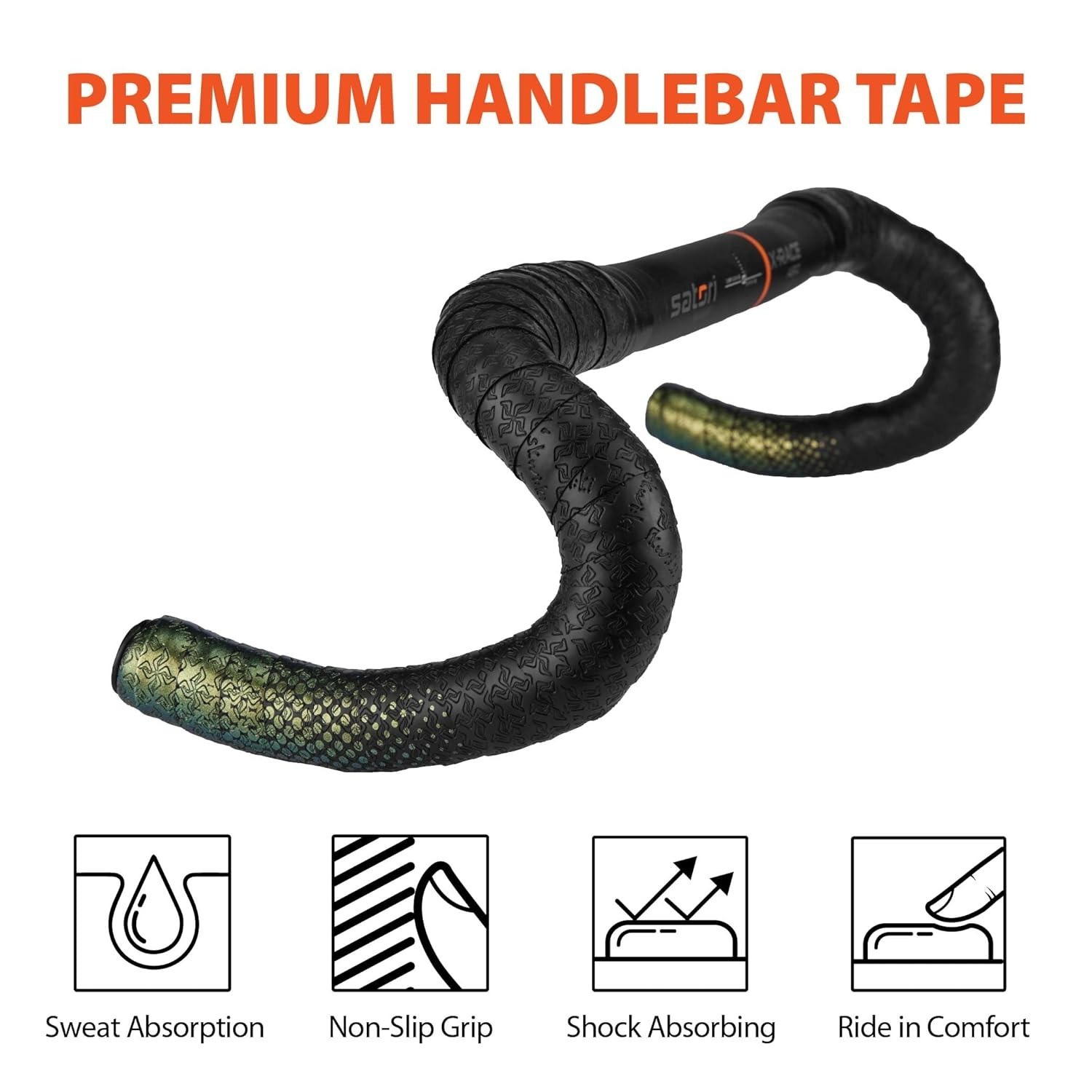 Road Bike Handlebar Tape with Shock-Absorbing EVA Foam & Sweat-Absorbing Non-…