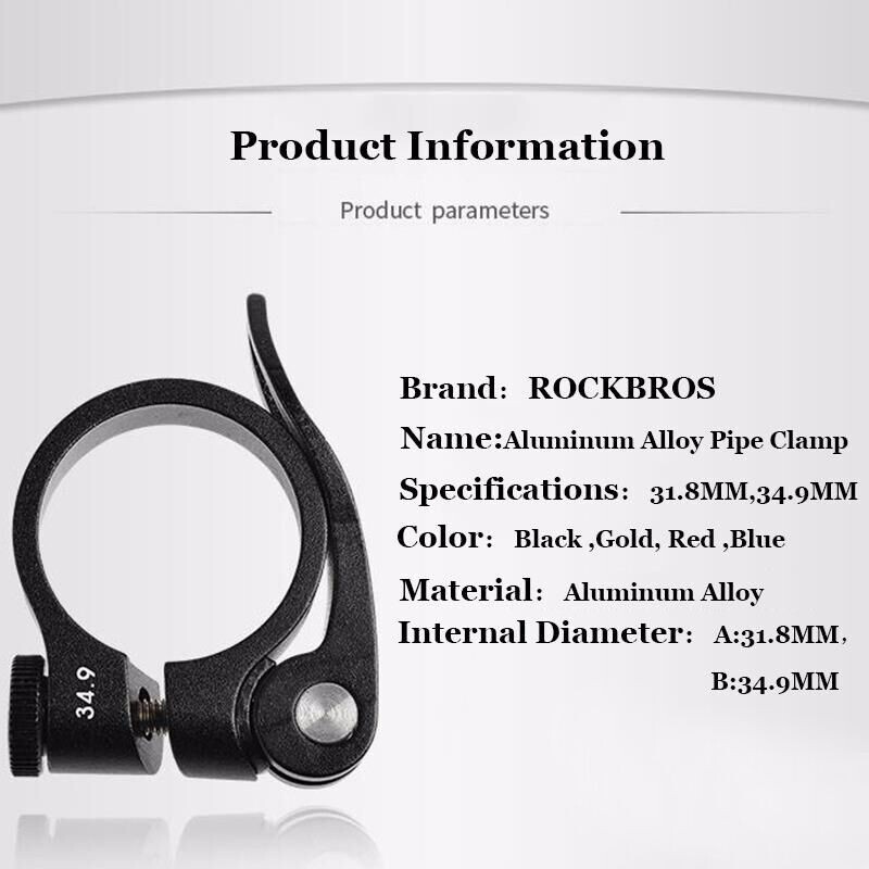 ROCKBROS Bicycle Seatpost Clamp 31.8mm/34.9mm For 27.2/30.8/31.6mm Seat Pipe US