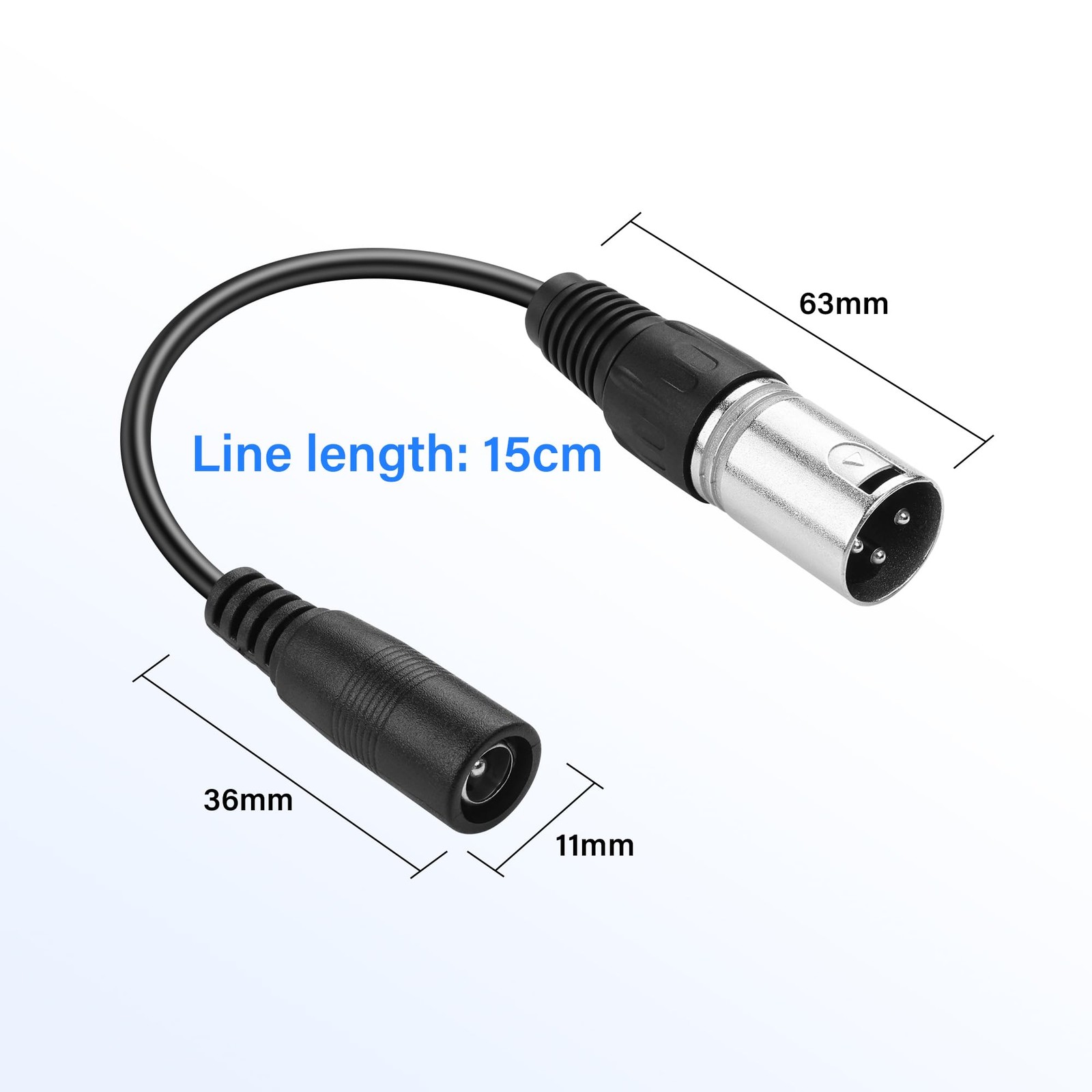 PNGKNYOCN 2A DC Power Cable,2 Pack DC 5.5 x 2.1mm Female to 3 pin XLR Male Po