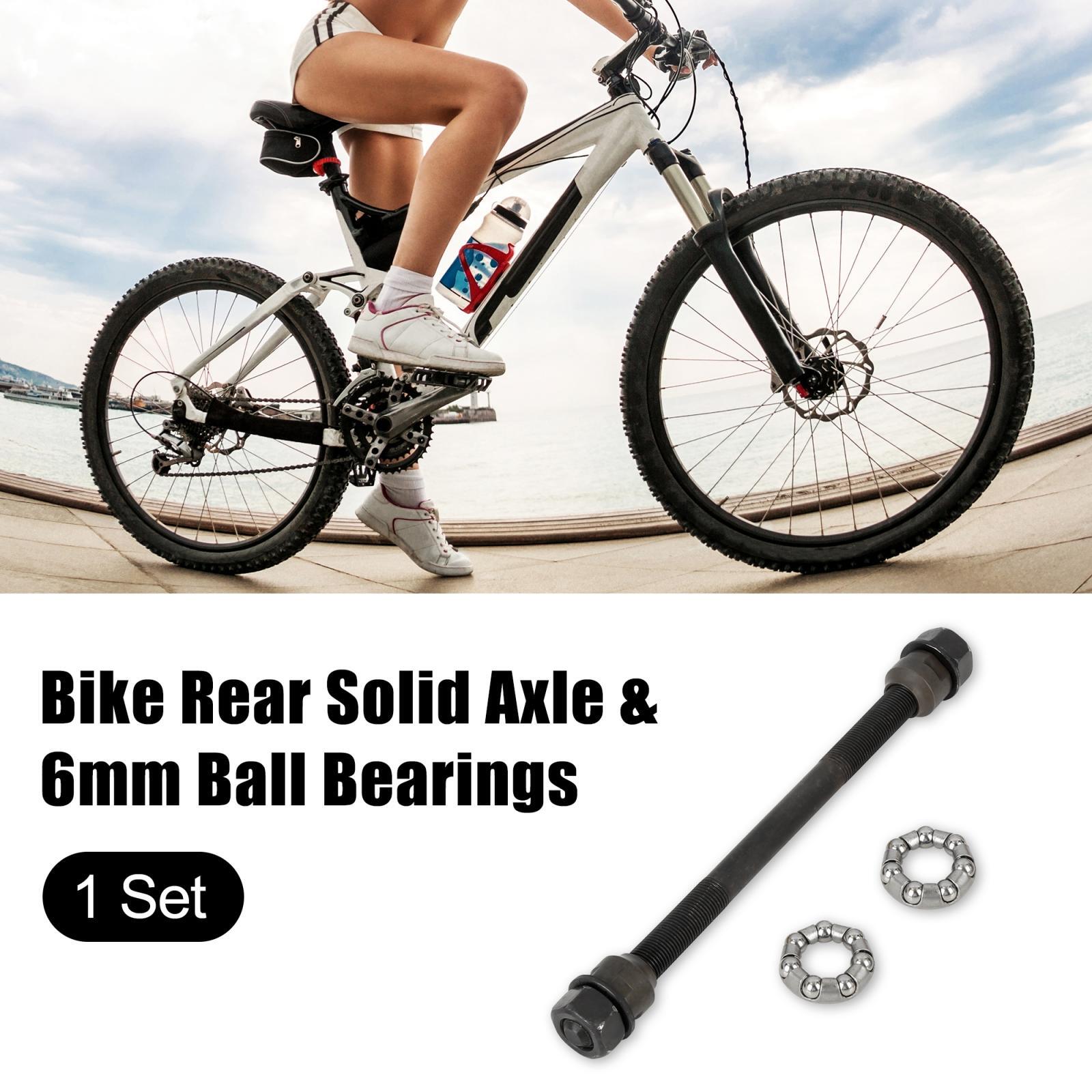 1 Set 9.5mm Bike Rear Solid Axle with 6mm Ball Bearing for Road Bicycle Black