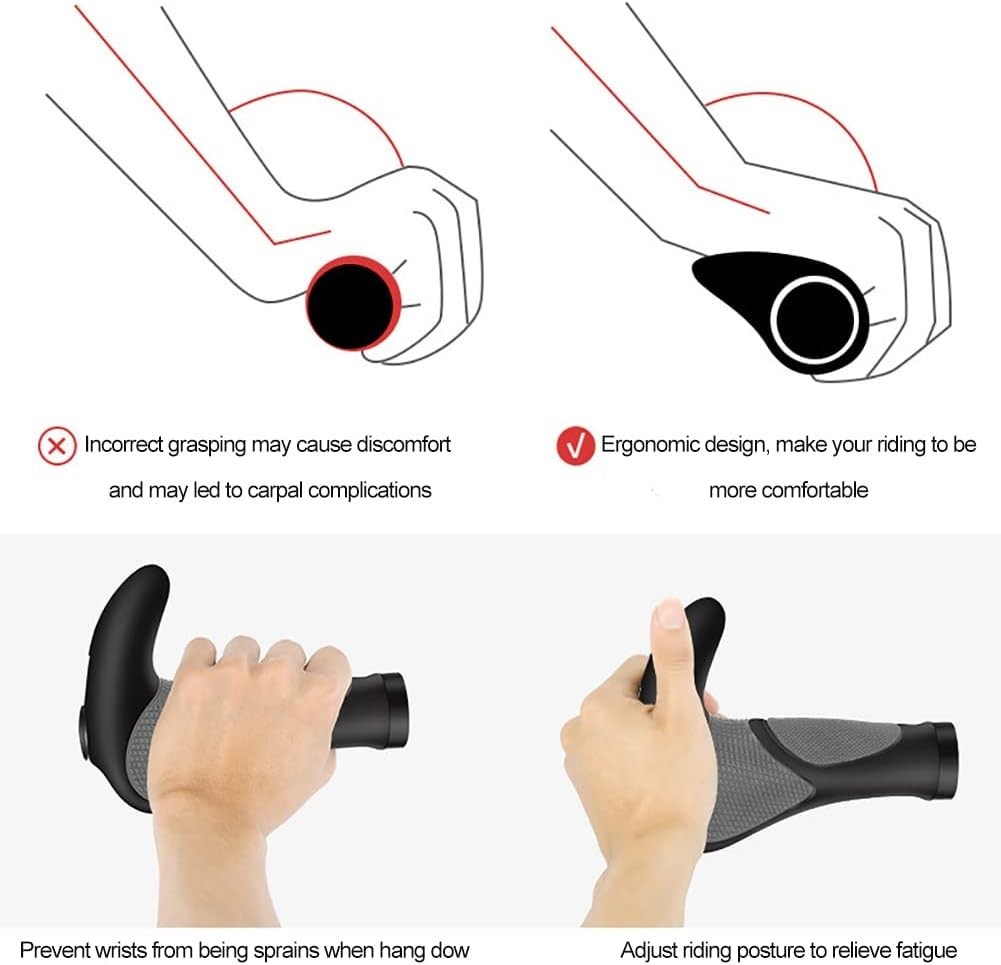 Stylish & Durable Bike Handlebar Grips with Plastic End Caps – Black & Grey