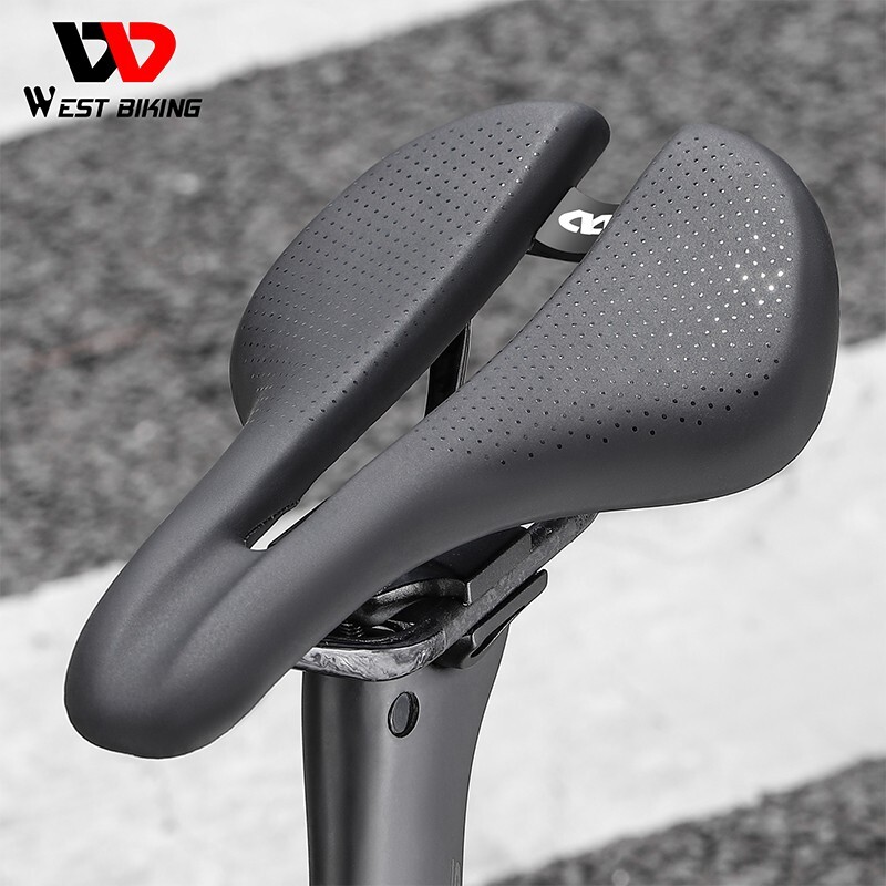 WEST BIKING Carbon Fiber Bicycle Saddle Hollow Short Nose Road Bike Seat Saddle