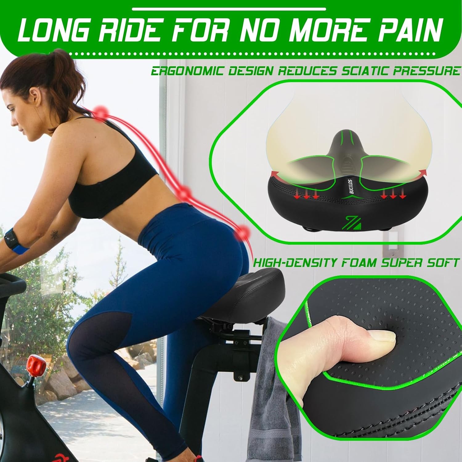 Wide Bike Seat for Men Women Ebike Seats Comfort Extra Large Comfortable Bicycle