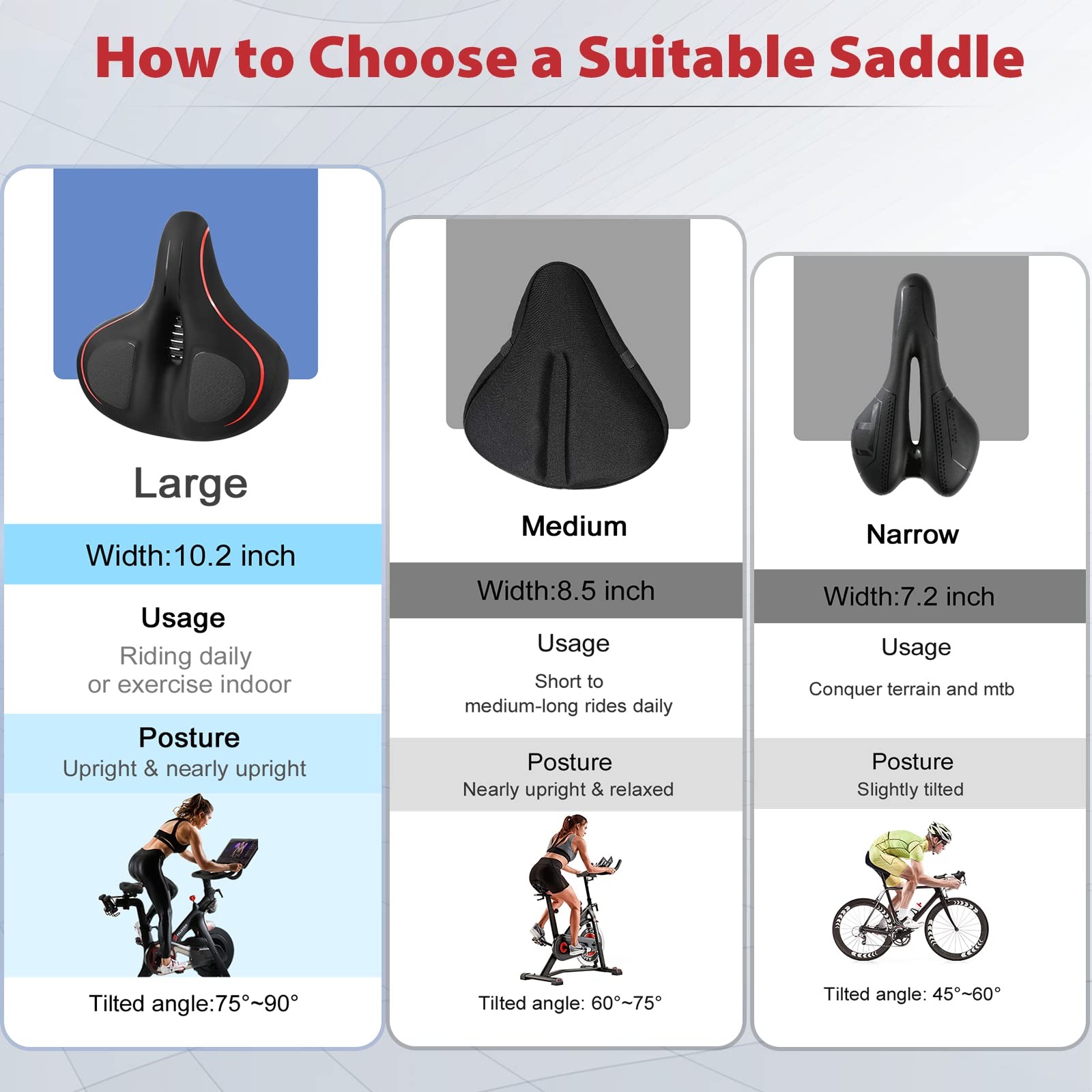 Oversized Seat Compatible with Peloton Bike, Replacement Extra Wide Seat