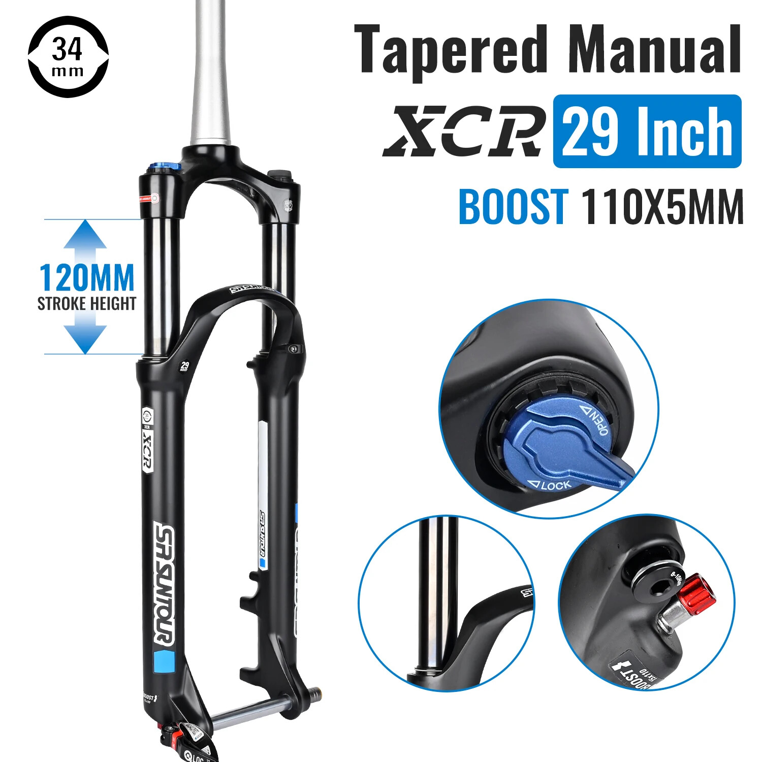 27.5 29″ Mountain Bike Oil Spring Suspension Fork QR BOOST 120MM Travel Froks