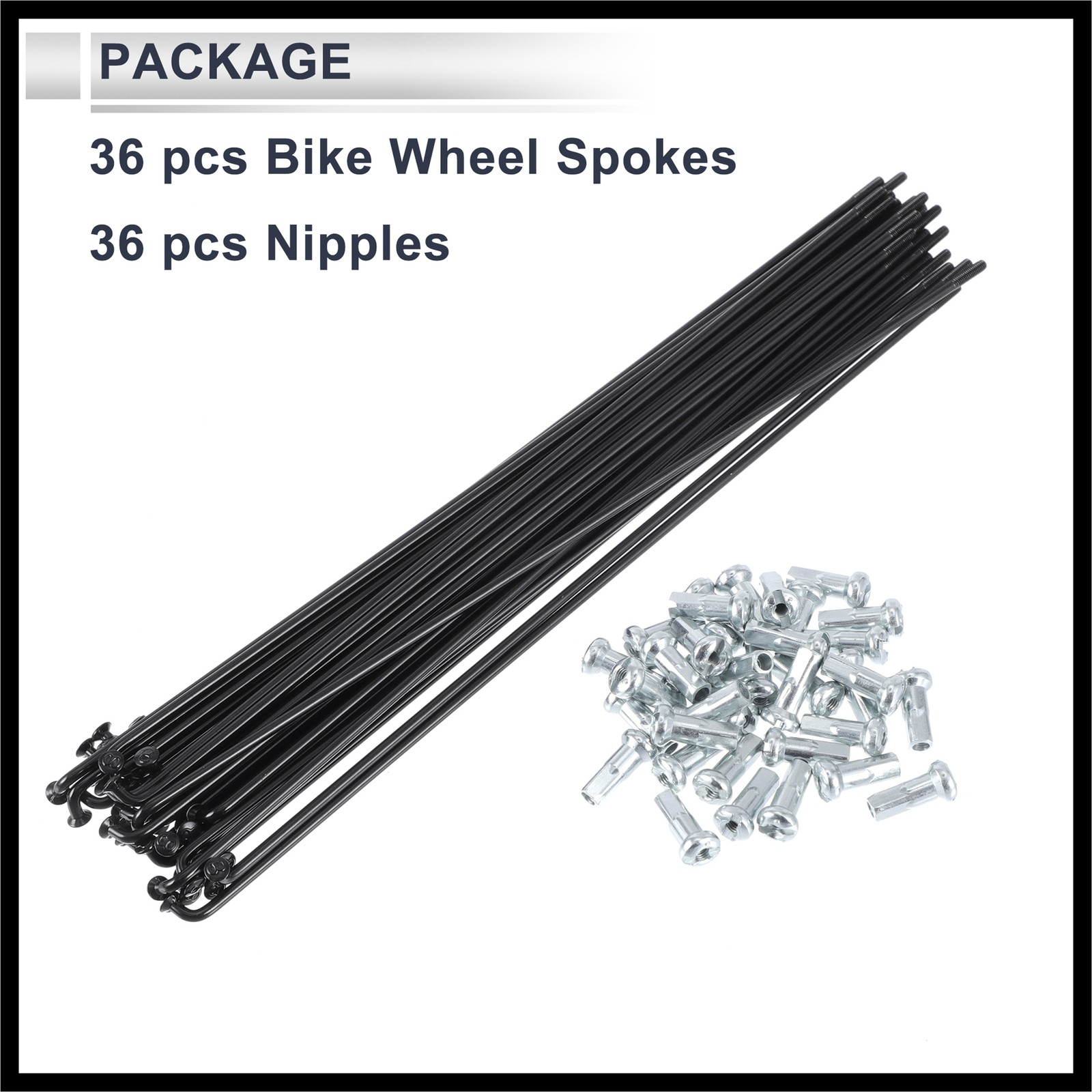 1Set 13G 209mm Length Bicycle Spokes Nipple 45 Steel Black Universal