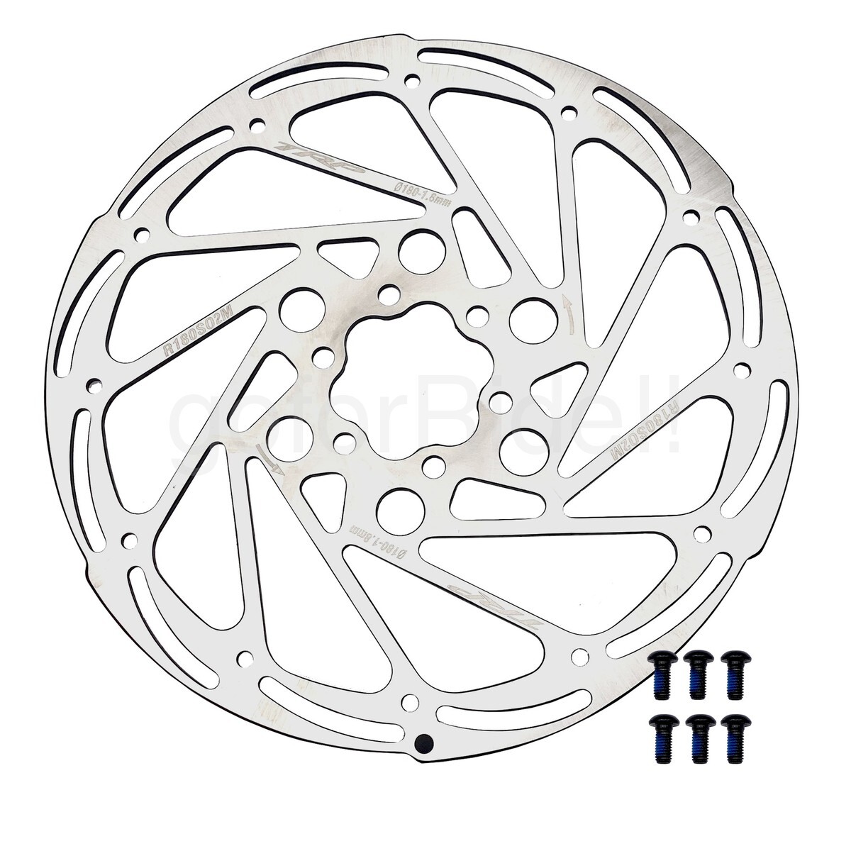 TRP R2 Bike Disc Brake Rotor, 180mm, 6-Bolt, 1.8mm, R180S02M, Silver