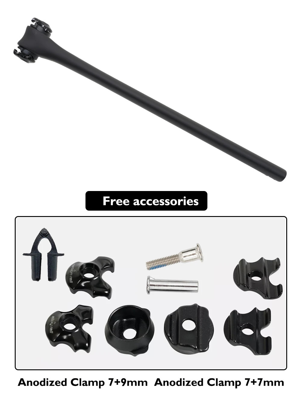 D-Shaped Matte Carbon Fiber Bicycle Seatpost 0mm Offset 300mm 380mm Length