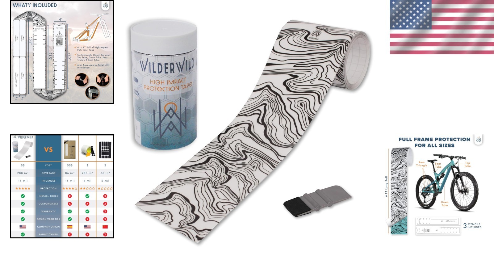 Customizable Mountain Bike Frame Protector 4″x72″ Vinyl Wrap
