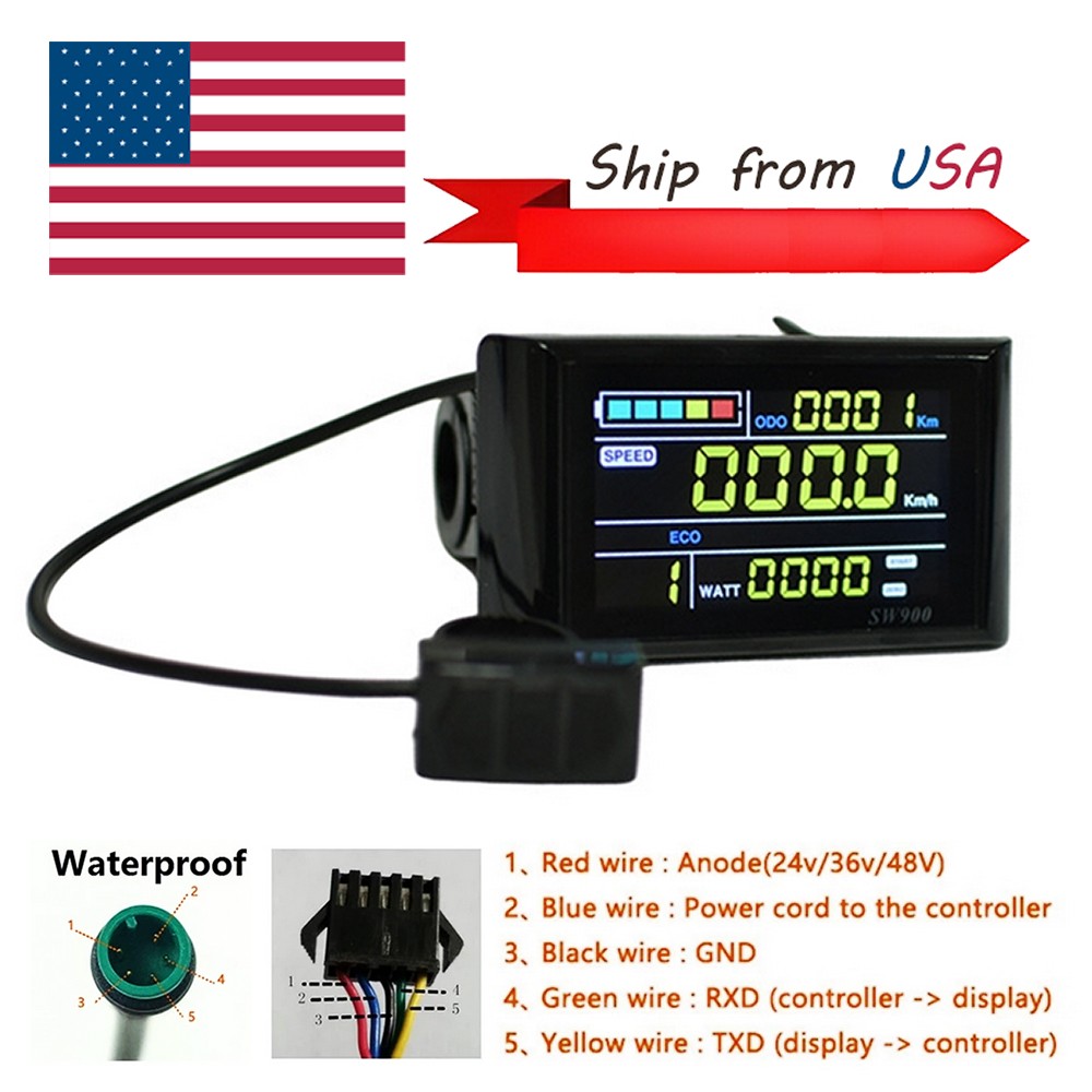 EBike 24V-60V SW900 LCD Display Meter Electric Bicycle display 5pin Plug