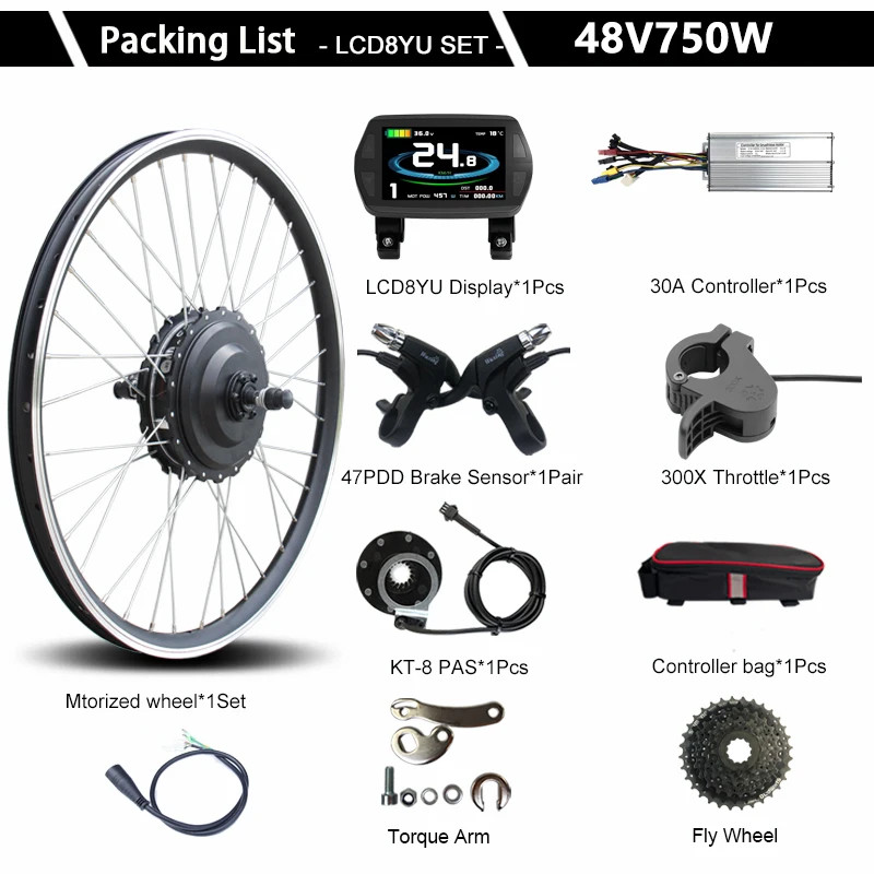 48V750W EBIKE Conversion Kit Rear Cassette Motor Wheel For Bicycle 20 29in 700C