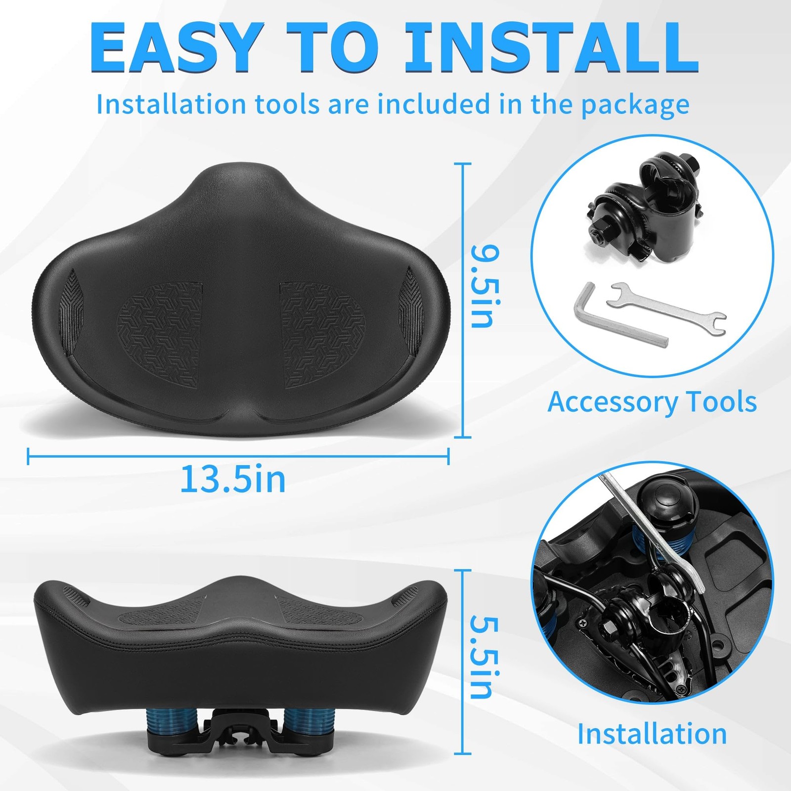 CDYWD Noseless Oversized Bike Seat for Men Women Comfort, Extra Wide Padded Bicy