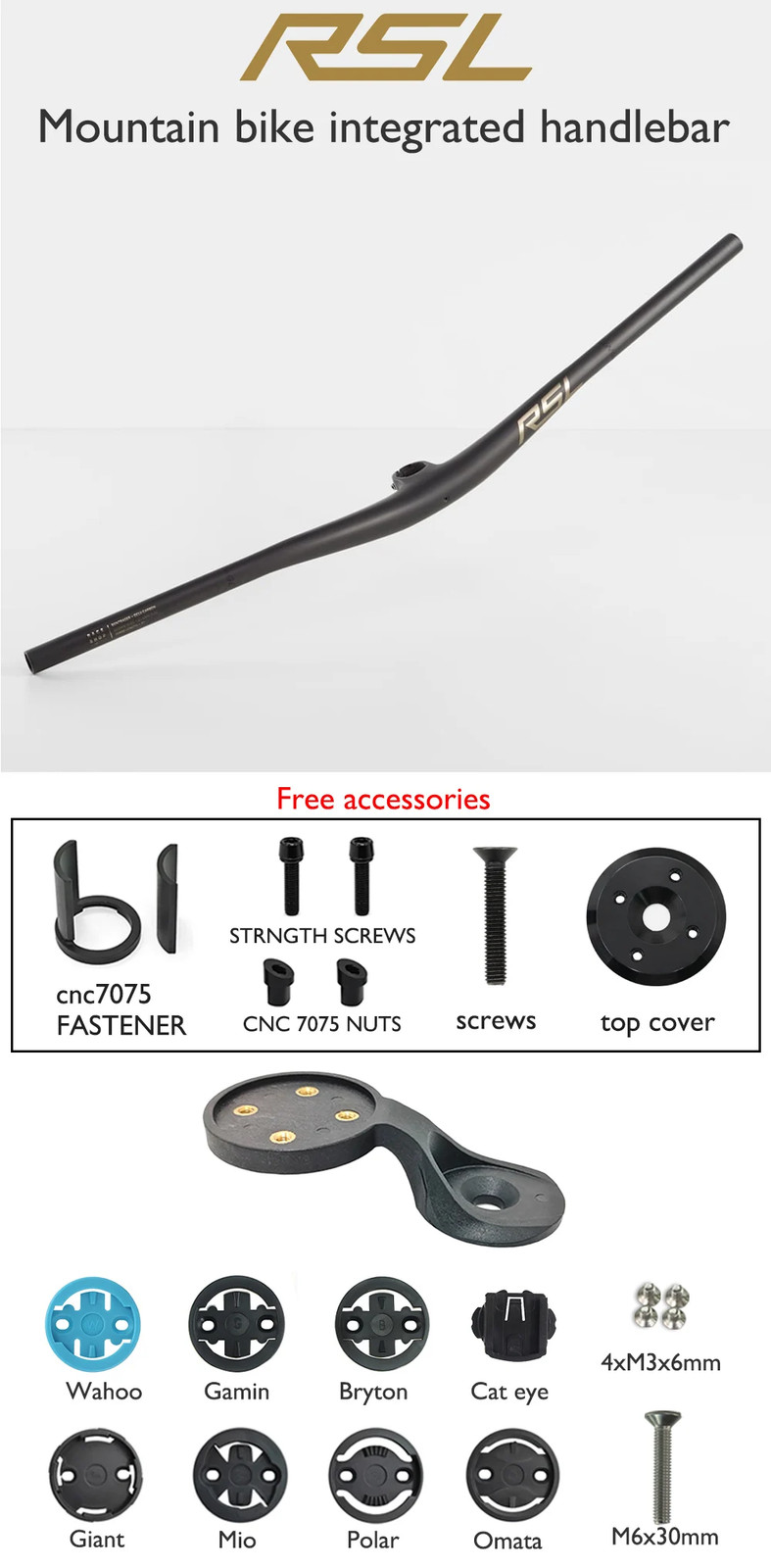 MTB Carbon Fiber Integrated Handlebars 28.6mm Rise 27.5mm 35/45/55mm 800mm