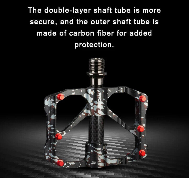 PROMEND Camouflage Non-slip Aluminium Alloy Carbon Tube 3 Bearings Bicycle Pedal