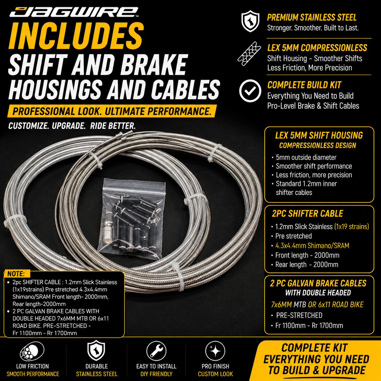 Jagwire Braided Cable Build Kit Shift Brake Housing Shimano SRAM MTB Road Gravel