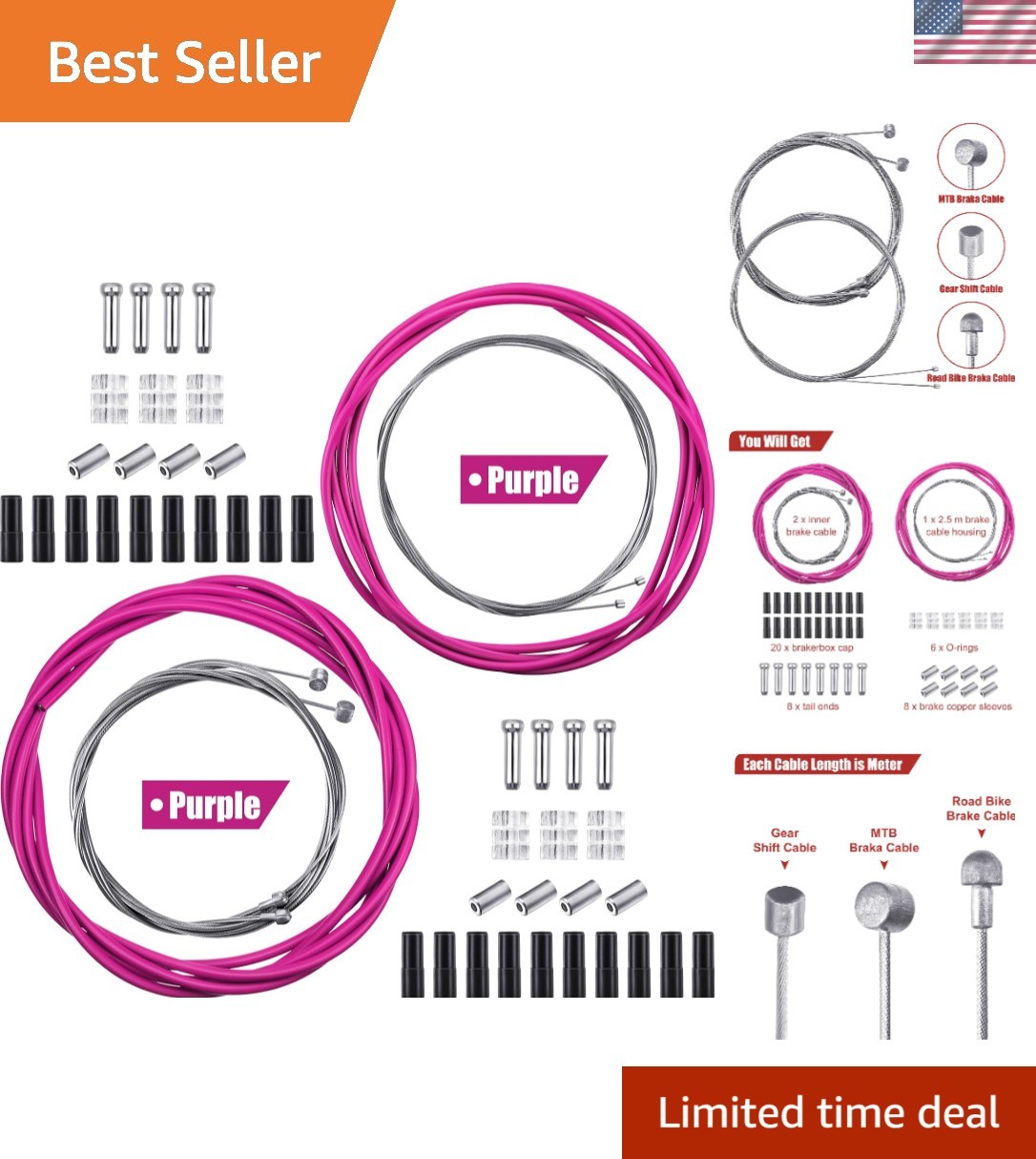 Comprehensive Bike Repair Set – Durable Brake and Derailleur Cables Included