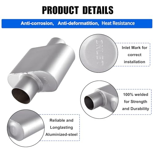 Universal Mufflers, Performance Automotive Exhaust Muffler, Single 2.75″
