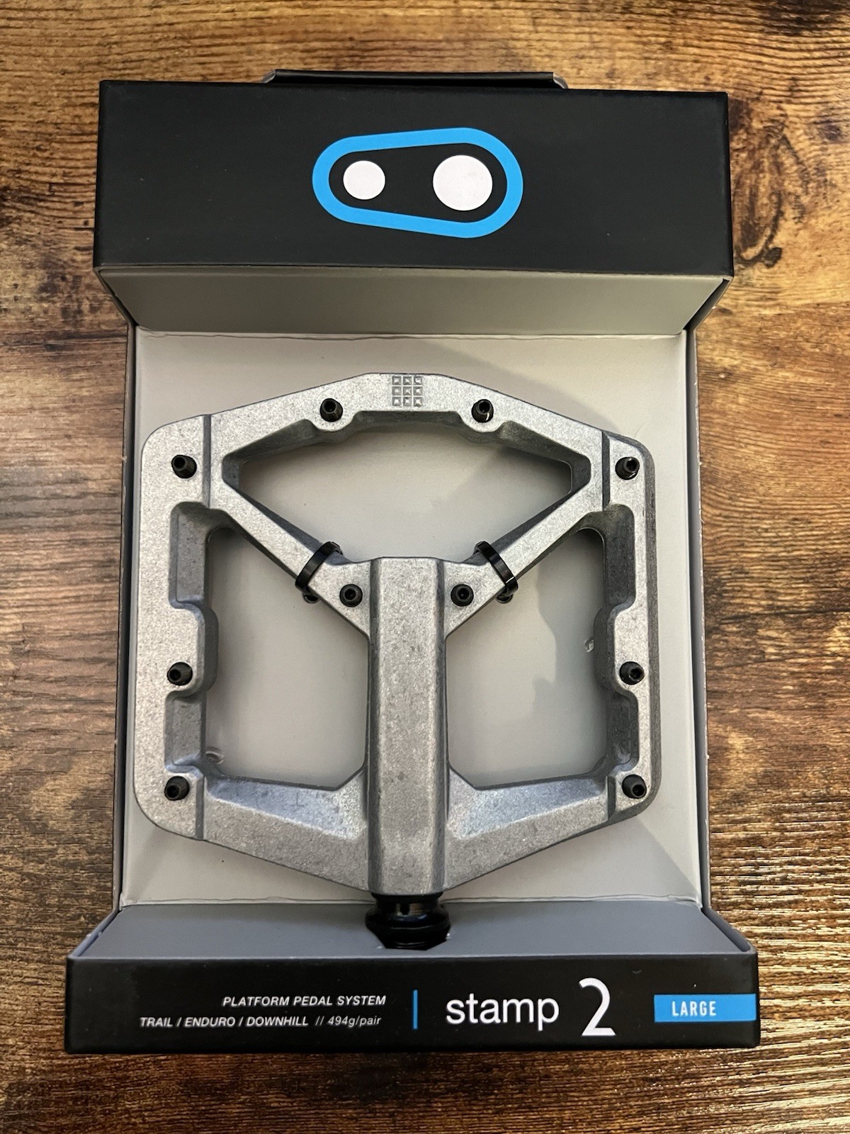 Crankbrothers Stamp 2 Large Raw Silver Flat Platform Pedals 9/16 Sealed