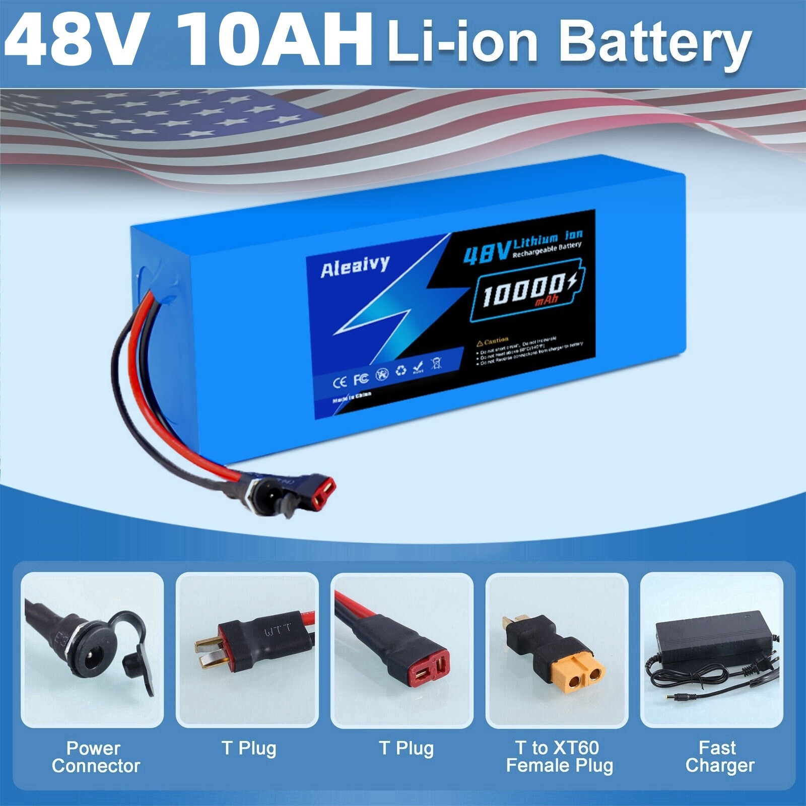 48V 10Ah E-Bike Battery 500W Li-ion, Compatible 48V Electric Bicycles/Scooters