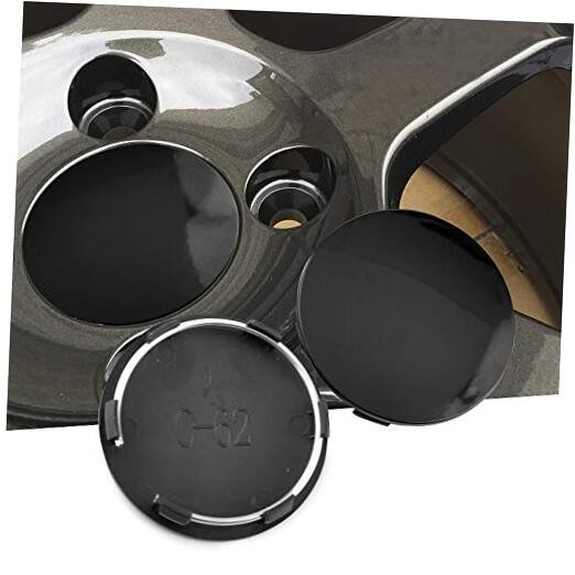 4PCS 62mm Wheel Center Caps Compatible with OD: 2.44 in, ID: 2.28 in Black