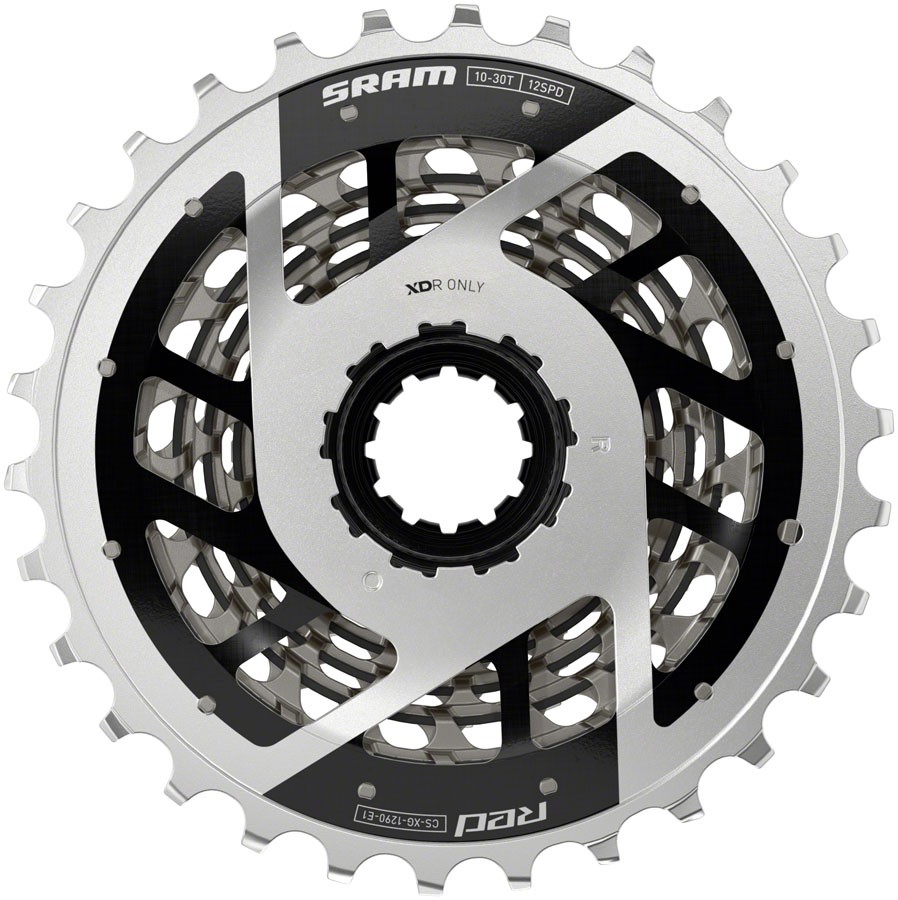 SRAM RED XG-1290 Cassette – 12-Speed, 10-30t, For XDR Driver Body, Silver, E1