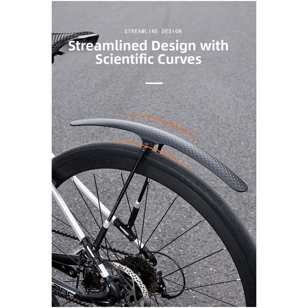 For road Bike Front Mudguard Wide Adjustable Design PP Plastic Black 42.4×4.8cm
