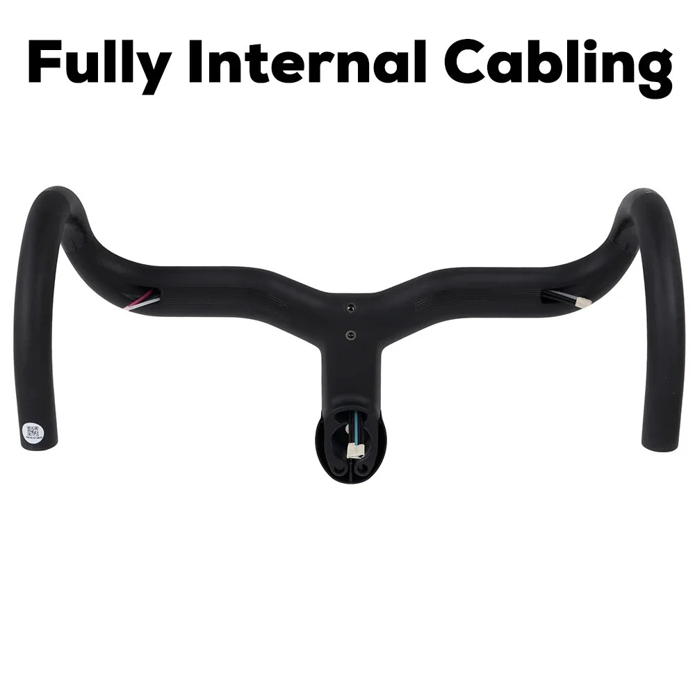 -6° Rise Road Bicycle Carbon Drop Bar Internal Routing Integrated with Mount