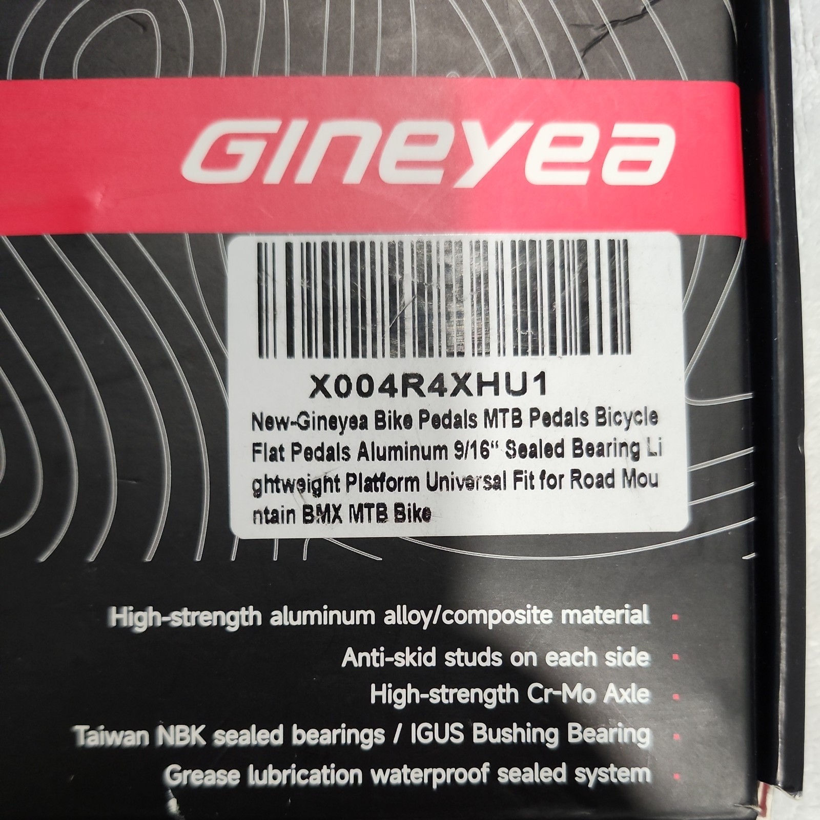Gineyea Bike Pedals Universal Fit Bicycle Pedals Aluminum 9/16 Sealed Bearing