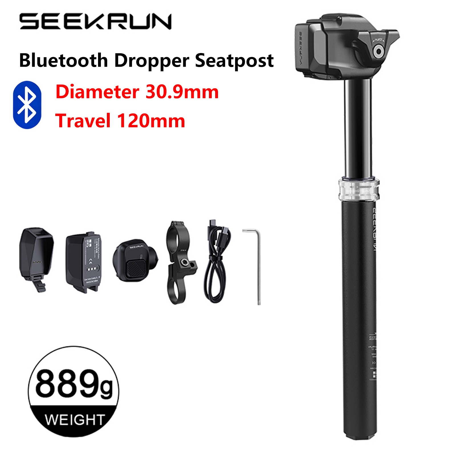 SEEKRUN S7 Wireless Dropper Seatpost Bicycle Bluetooth Seat Post 120/150/175mm