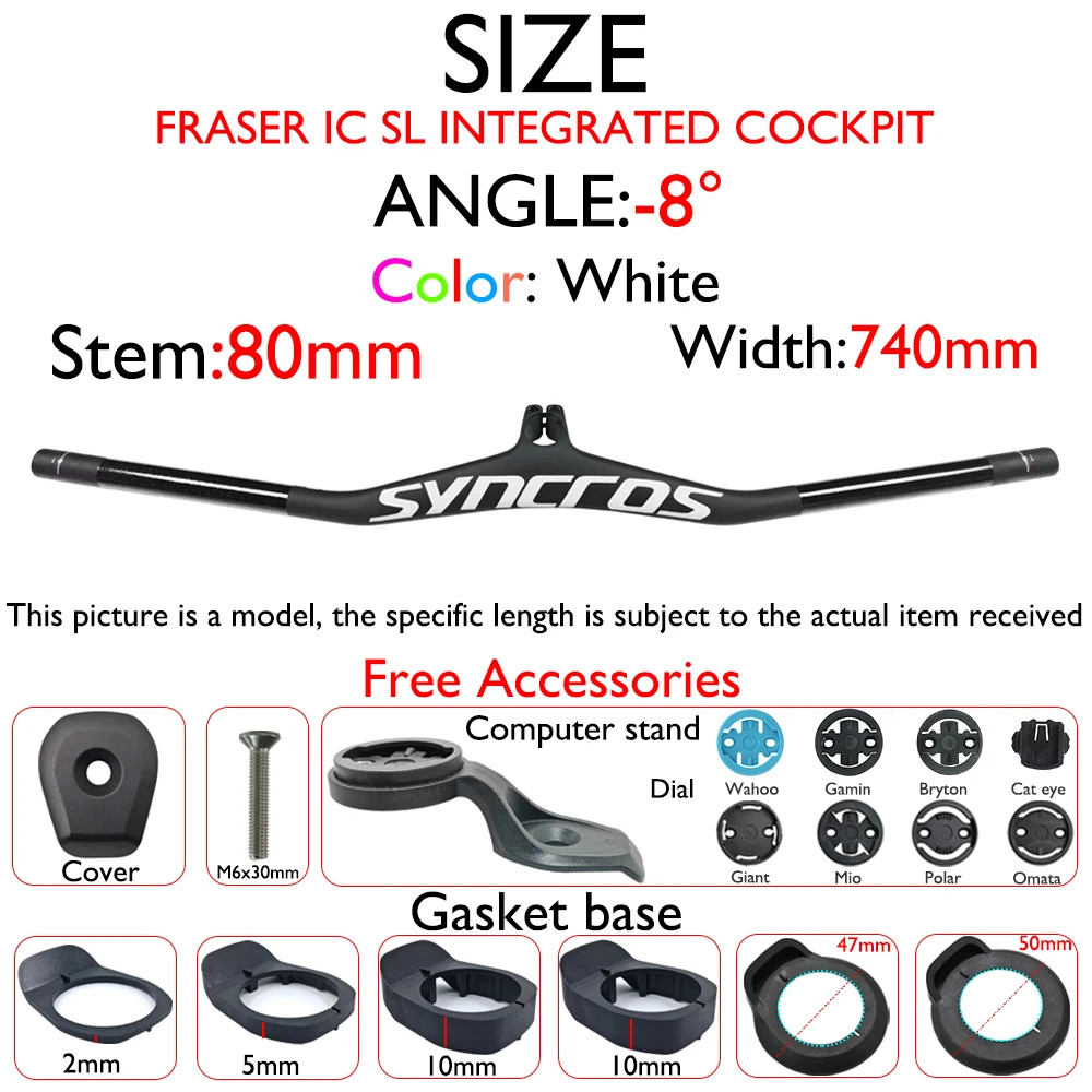 Angle -8/-17/-25 Degrees Syncros Carbon MTB Bicycle Integrated Handlebar