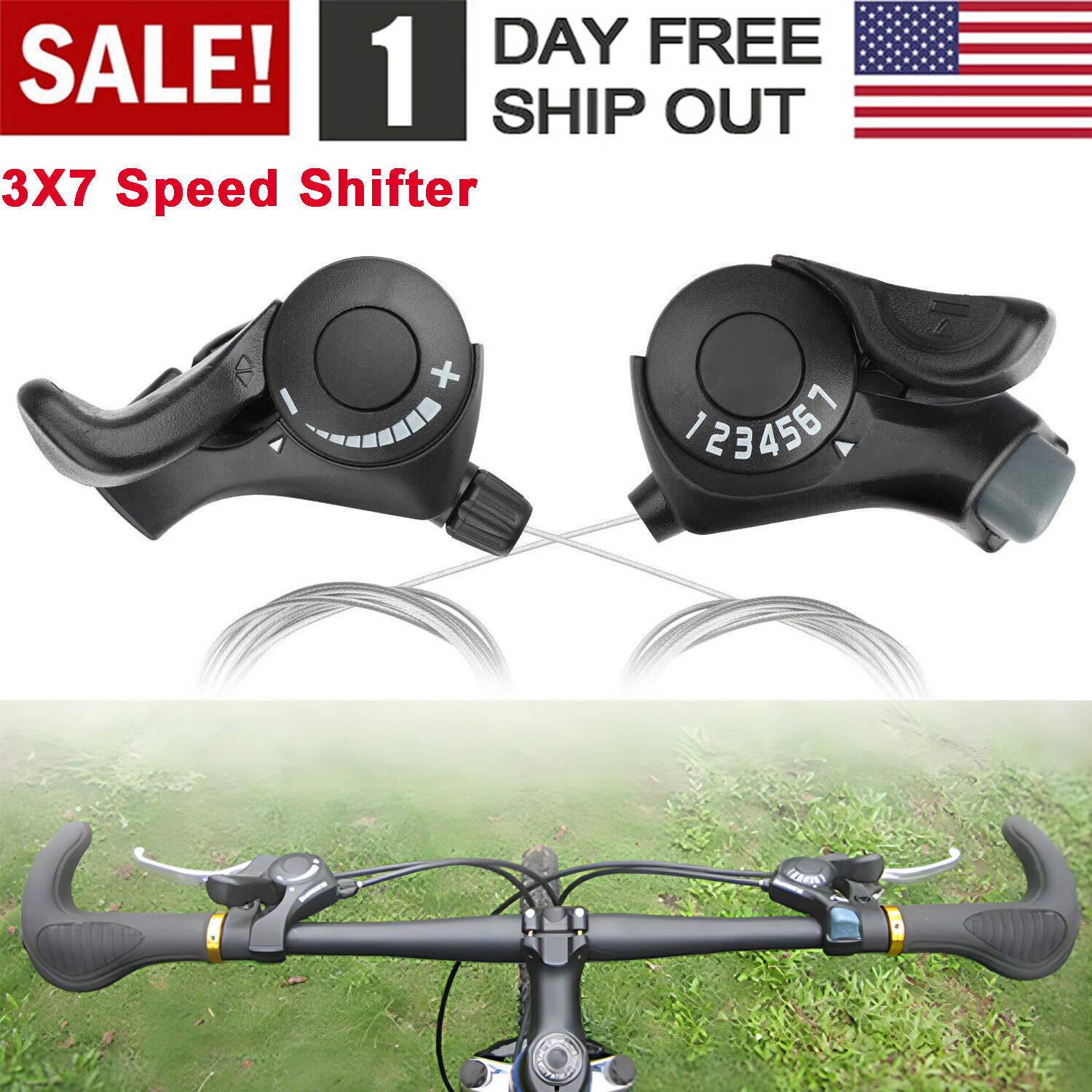 2Pcs 3×7 MTB Bike 21 Speed Shifter Mountain Road Bicycle Brake Shift Levers Set