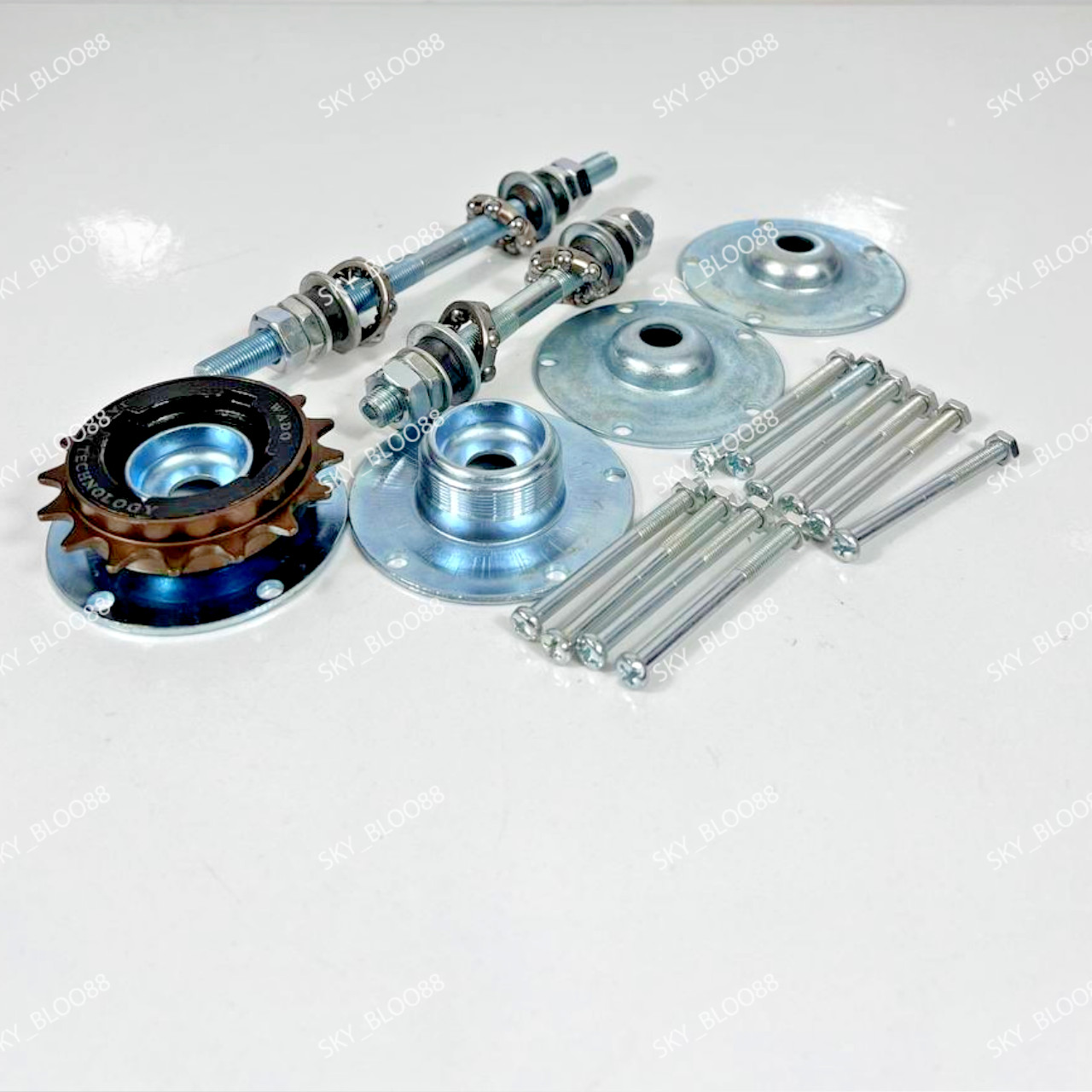 BMX Bicyle 20″ Hub Set Front And Rear PVC RIM BEARING SUB SHAFT and 16T SPROCKET