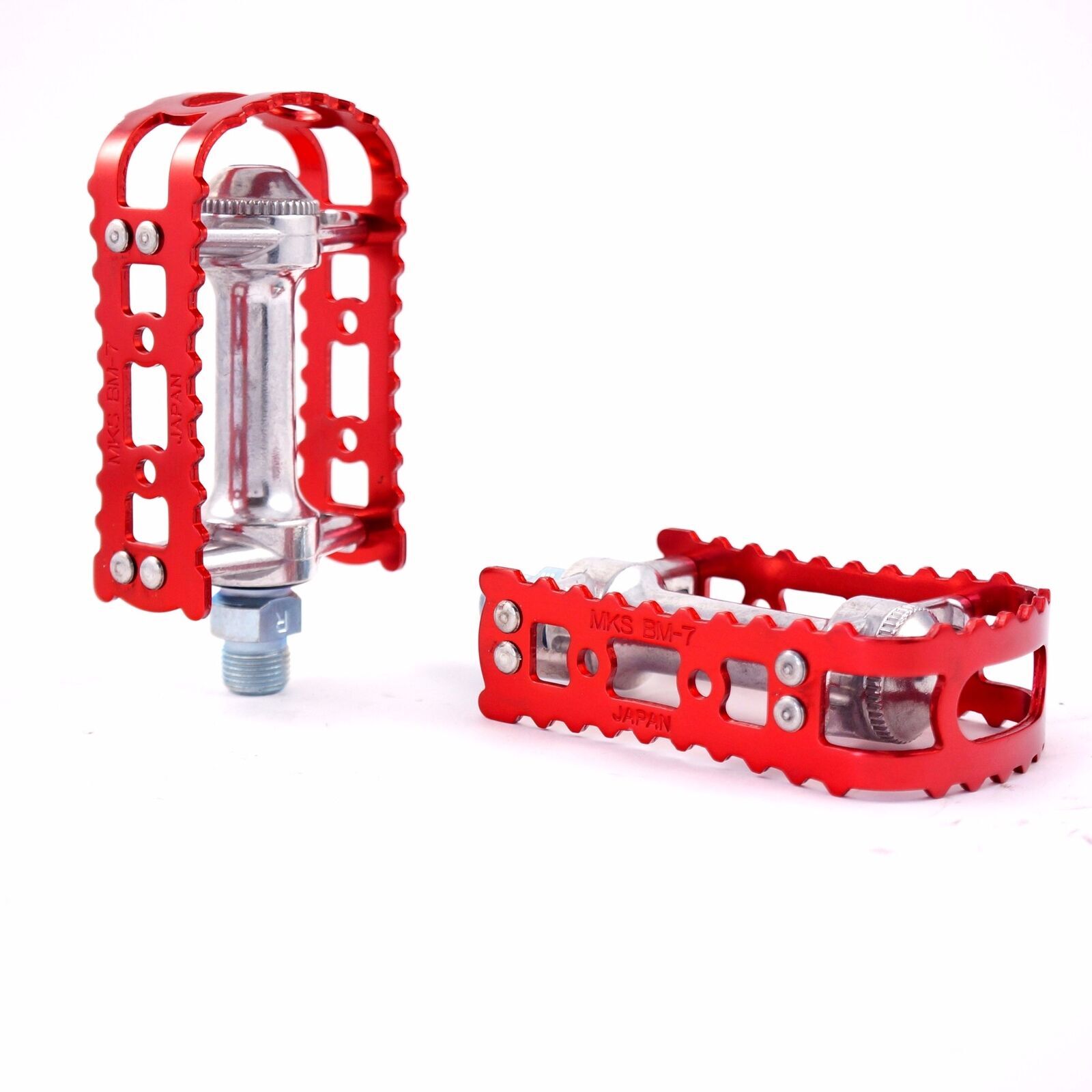 MKS BM-7 Alloy Anodized MTB BMX Old School Flat Bike 9/16″ Pedal – Red