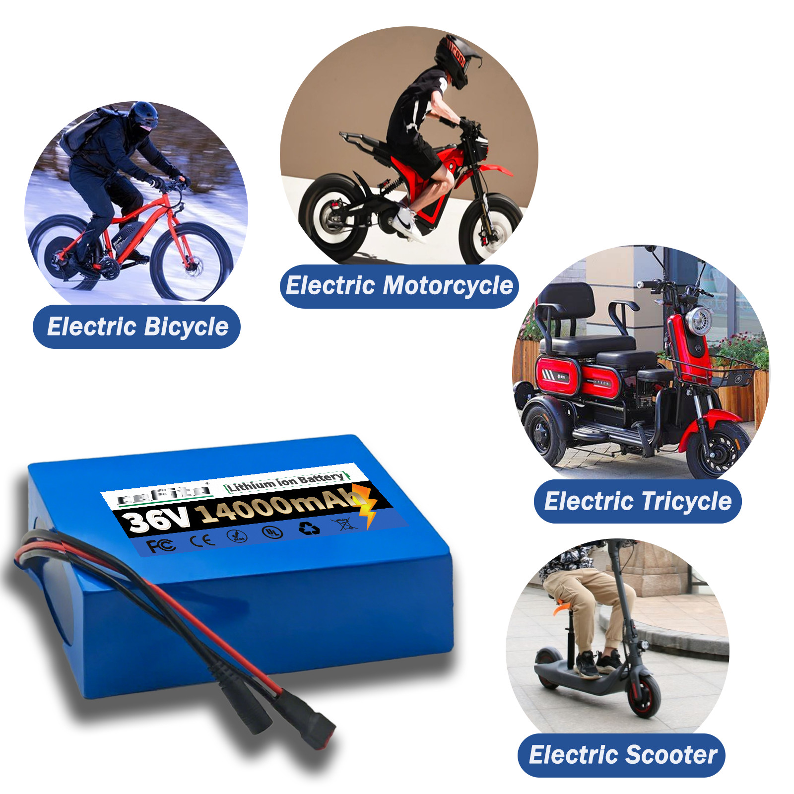 36V Ebike Battery 36Volt 14Ah Electric Bike Lithium Li-ion Battery Pack for Bike