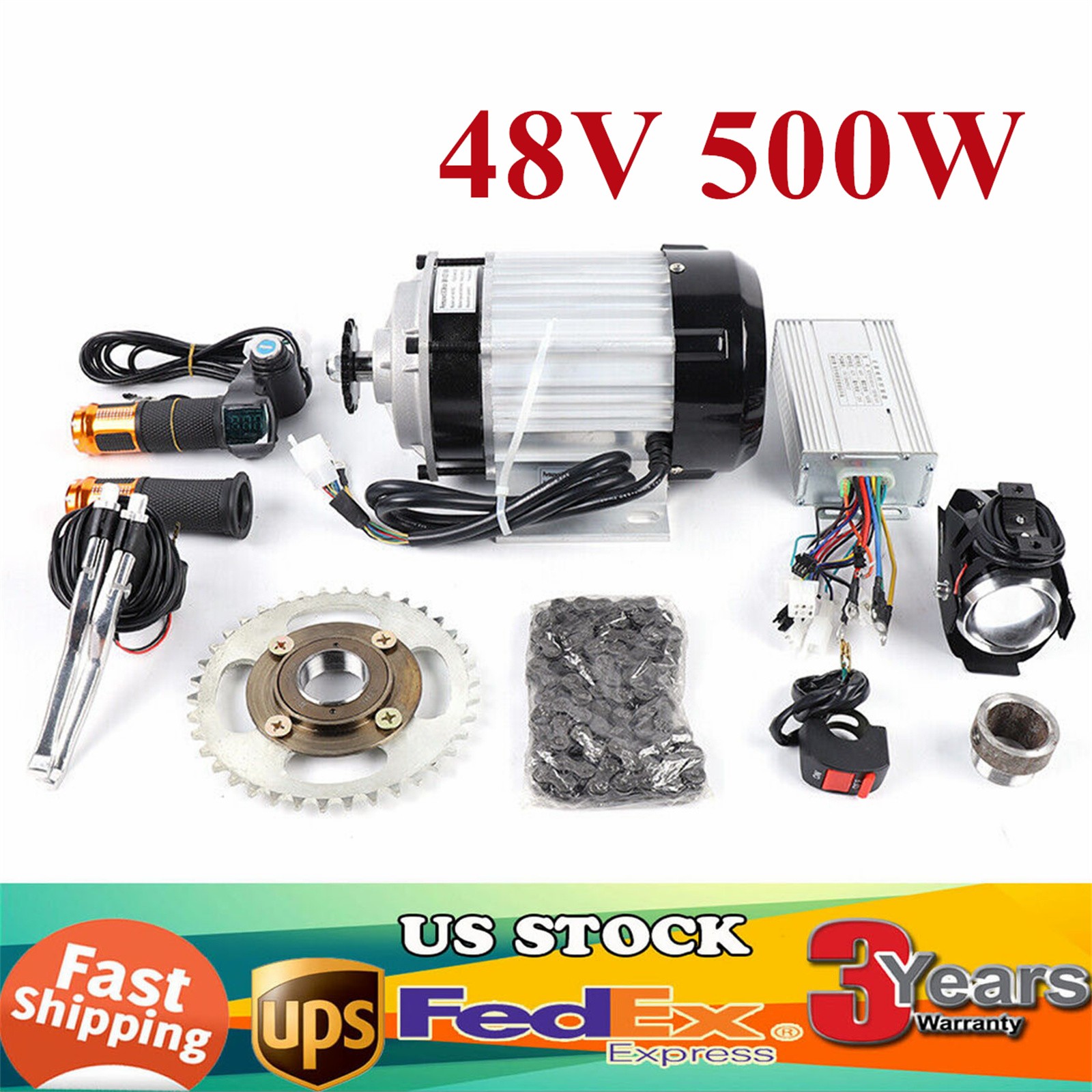 Electric Bicycle Bike Tricycle Rickshaw Brushless Motor Controller Kit 48V 500W