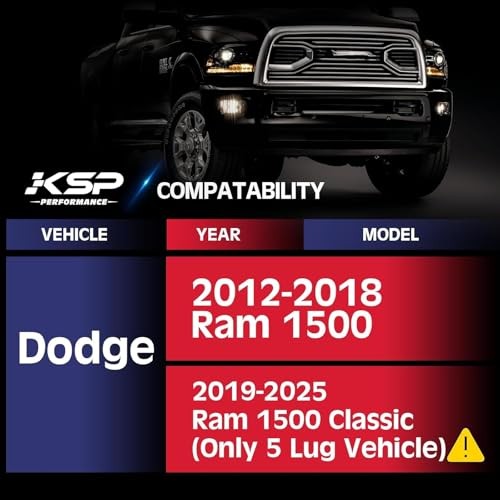 KSP 5X5.5 Wheel Spacers for Ram 1500, 1.5(38mm) 5×139.7mm 5 lug-M14X1.5 black
