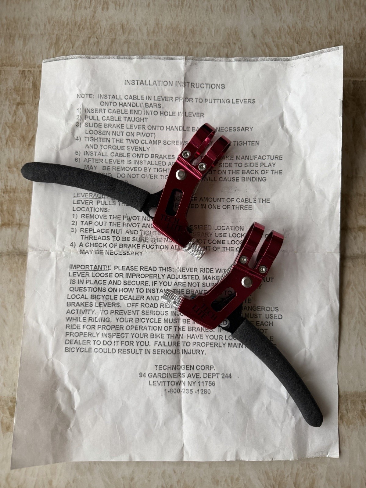 Tech Lite Bike Brake Levers CNC Red vintage