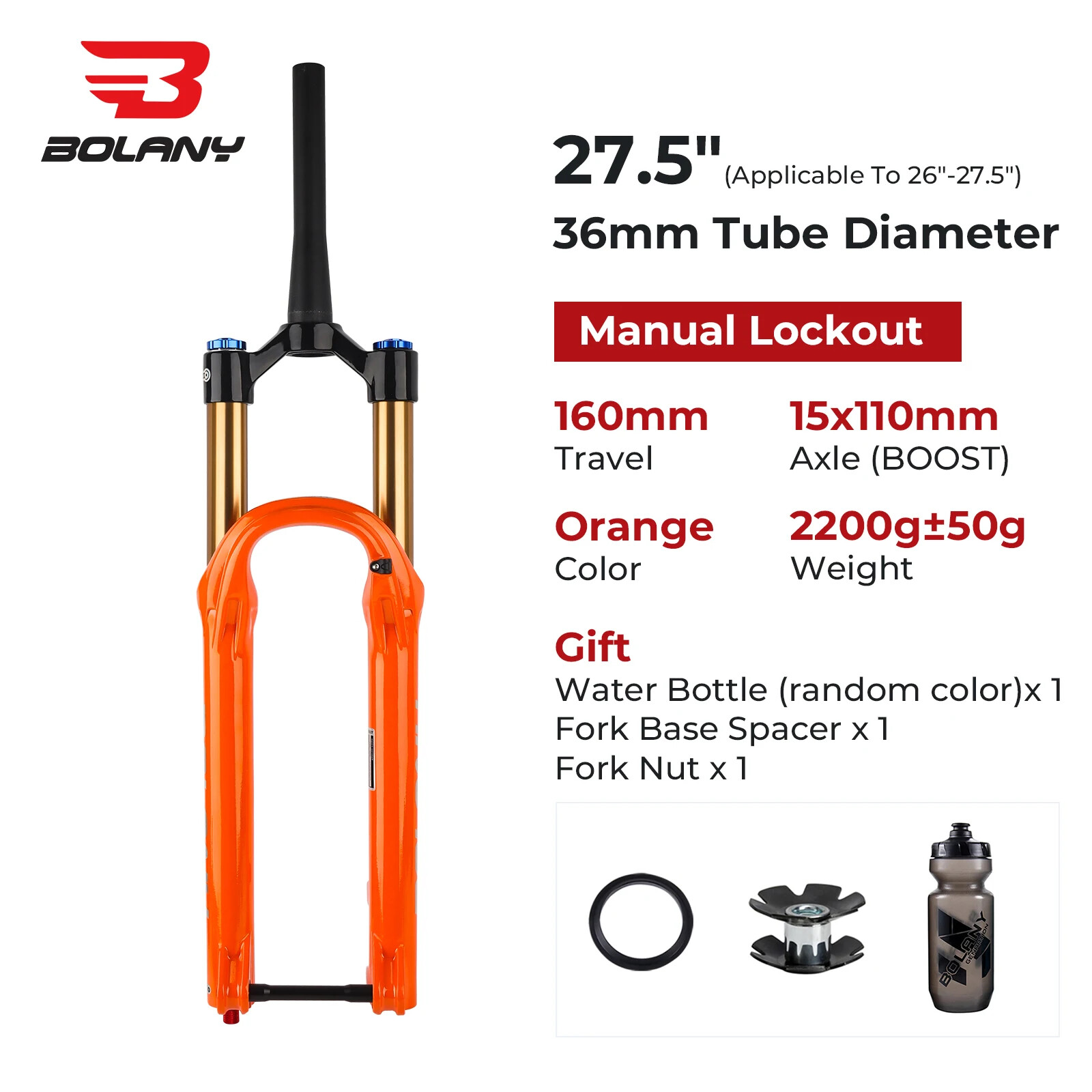 27.5/29Inch Boost Air Suspension Fork 160mm Travel MTB Damping Adjustable Fork