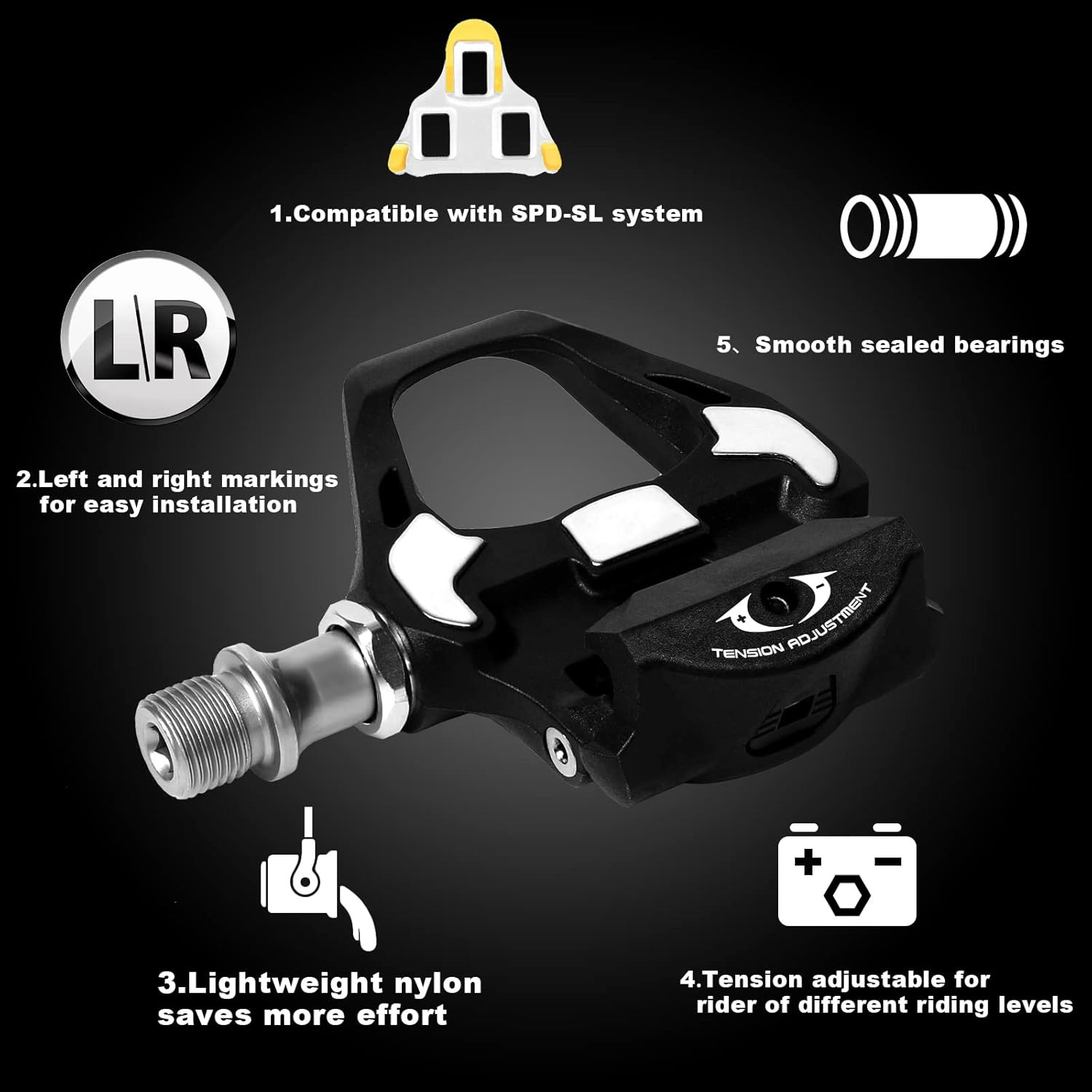 Ultegra Pd-R8000 Spd-Sl Carbon Pedal 9/16 Road Bike Cycling Sh11 Cleat.