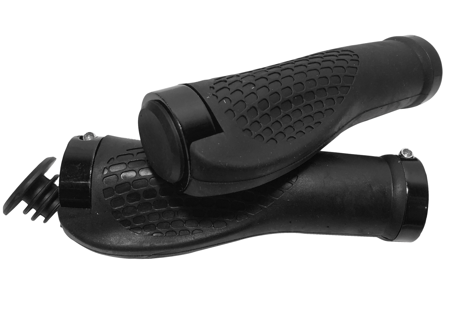 Lock on Black Ergonomic Bike Grips for MTB BMX Handlebar Grips with End Caps