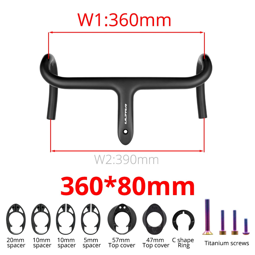 Lightweight Carbon Road Bike Integrated Handlebar 360mm-440mm with Mount 28.6mm