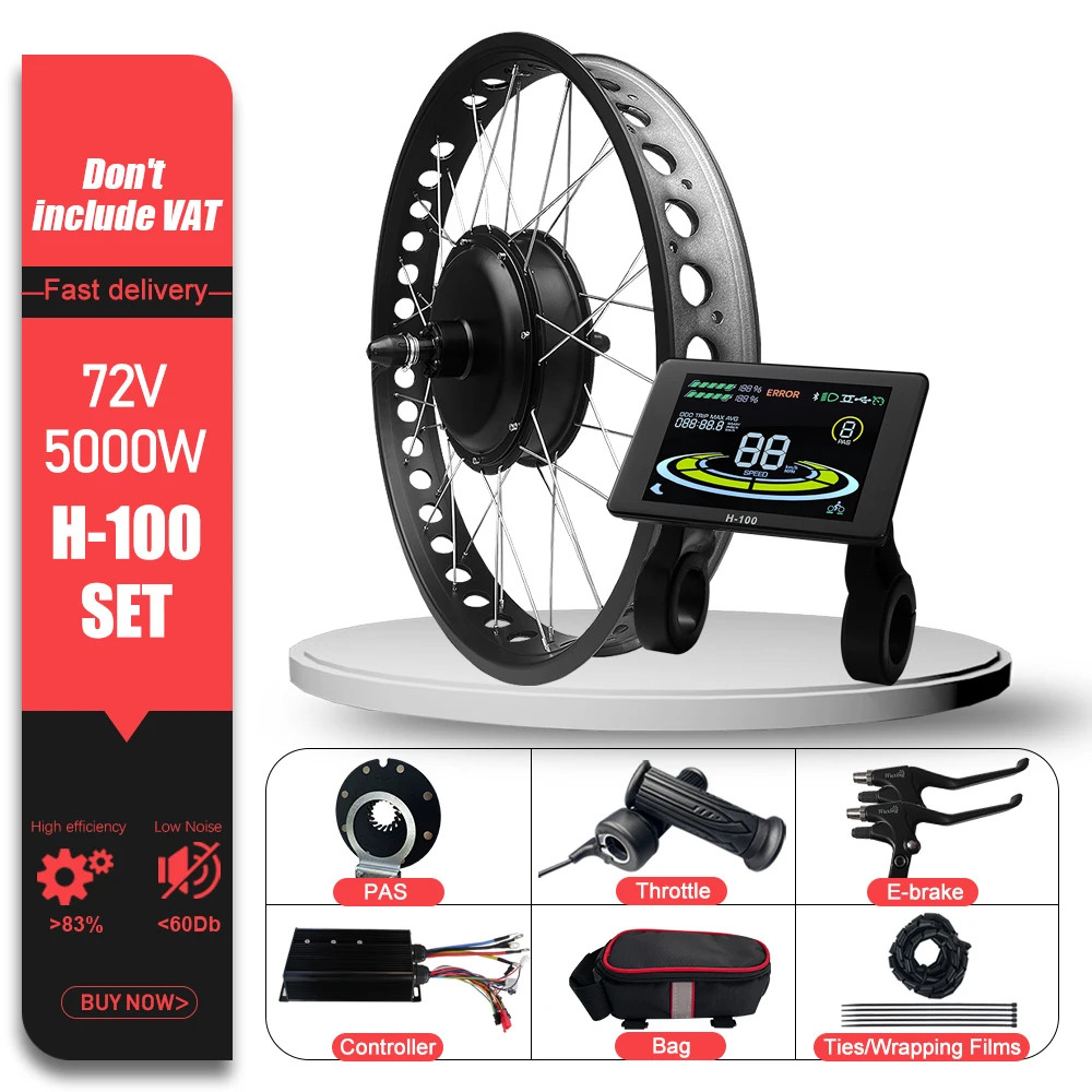 72V 5000W Electric Fat Bike Kit 4.0 Tyre Rear Hub Motor Wheel Dropout 170mm